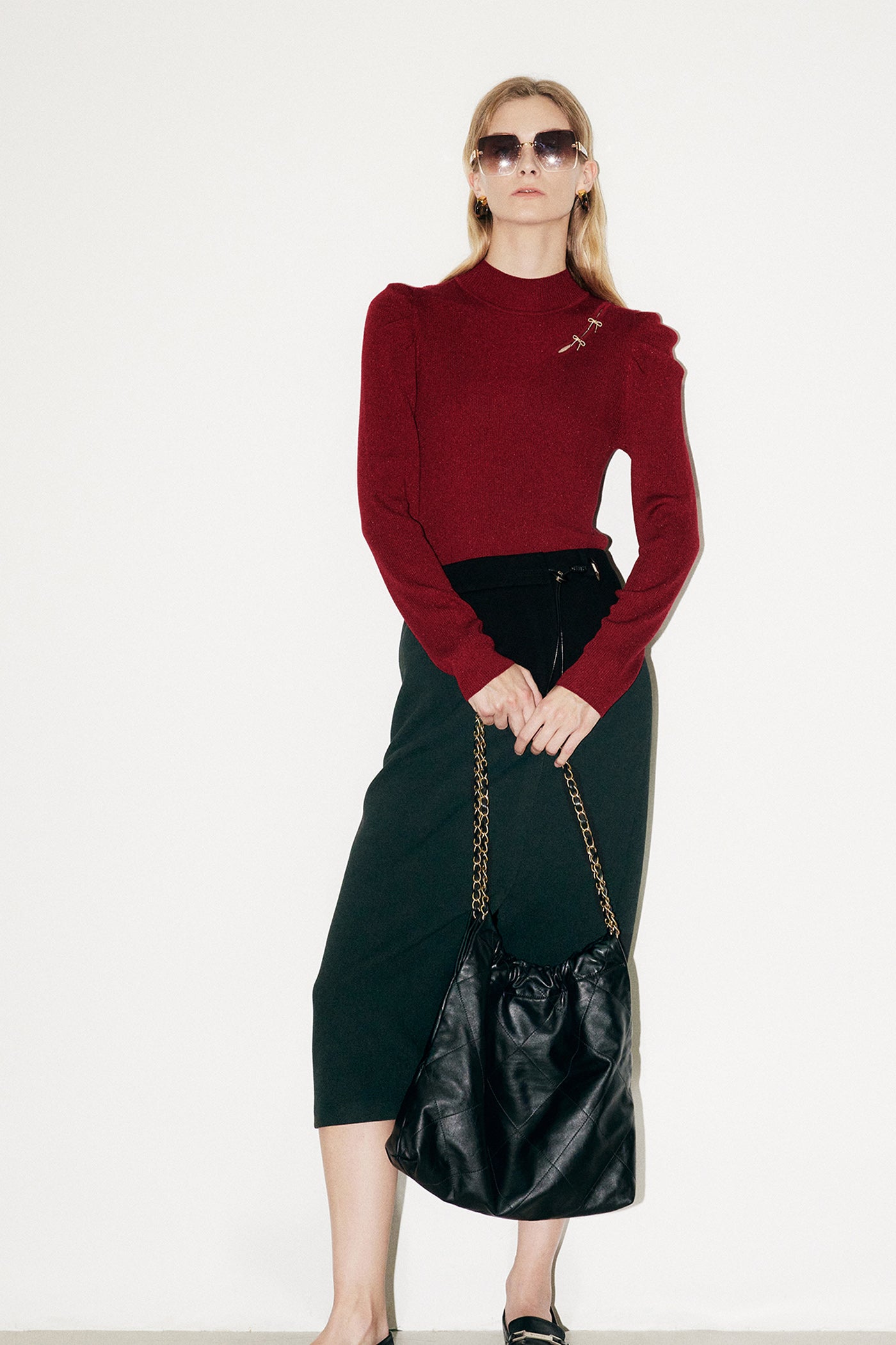KAMILAN French-Style Puff Sleeve Wool Sweater for Women | 2025 Fall New Short Pullover Knit Top