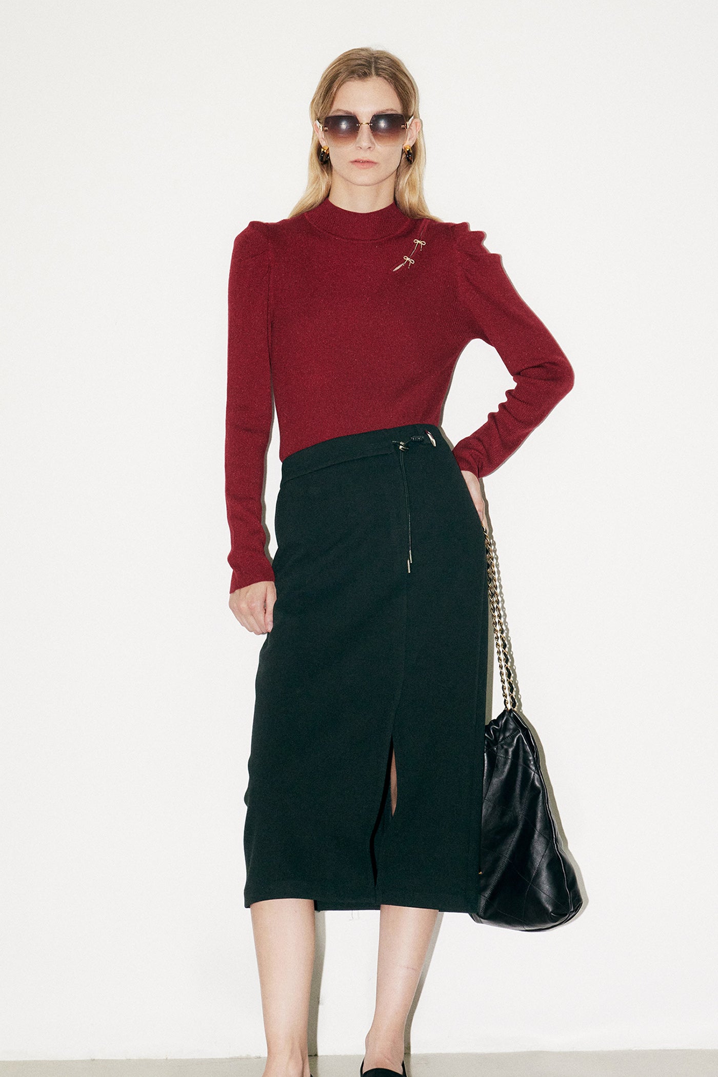 KAMILAN French-Style Puff Sleeve Wool Sweater for Women | 2025 Fall New Short Pullover Knit Top