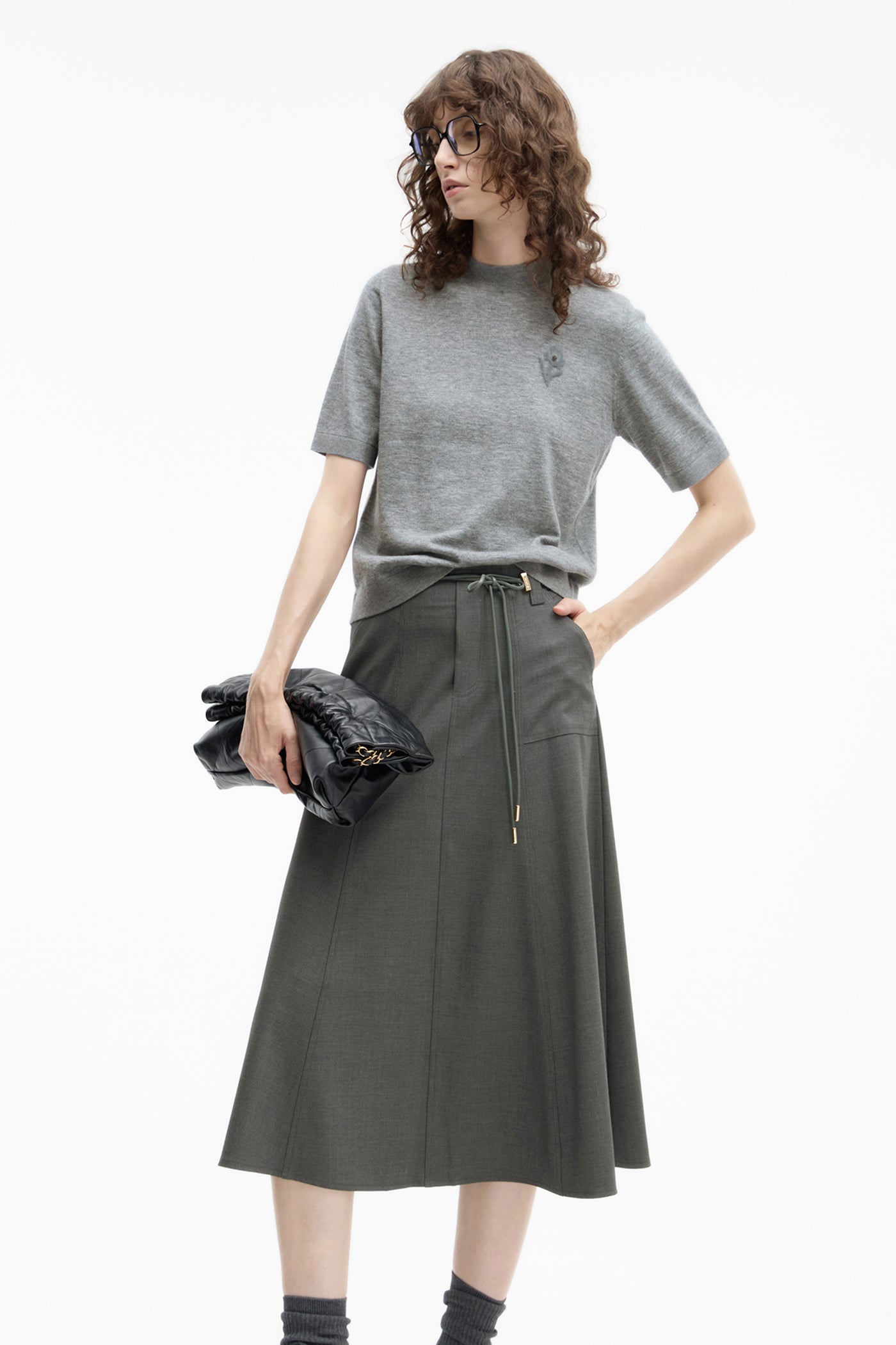 KAMILAN French-Style Embroidered Wool Sweater for Women | 2025 Fall New Short-Sleeve Knit Top