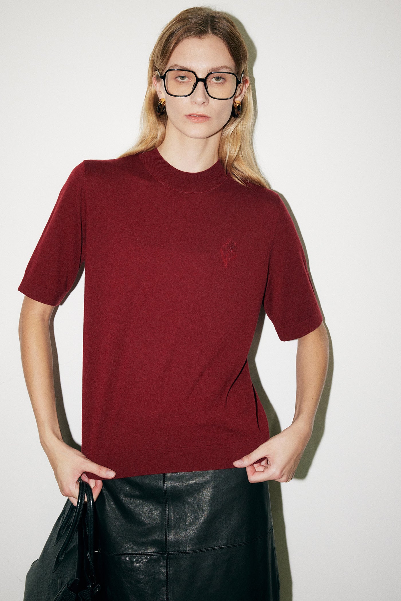 KAMILAN French-Style Embroidered Wool Sweater for Women | 2025 Fall New Short-Sleeve Knit Top