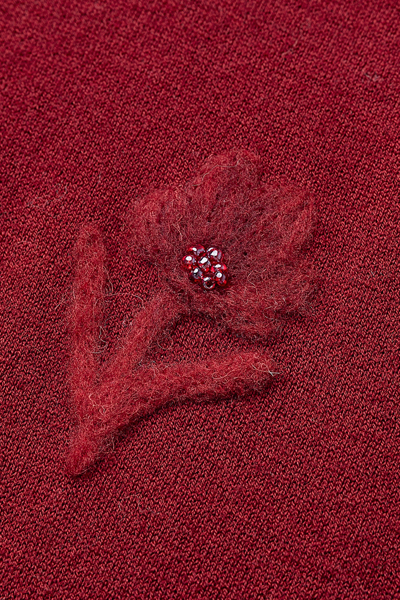 KAMILAN French-Style Embroidered Wool Sweater for Women | 2025 Fall New Short-Sleeve Knit Top