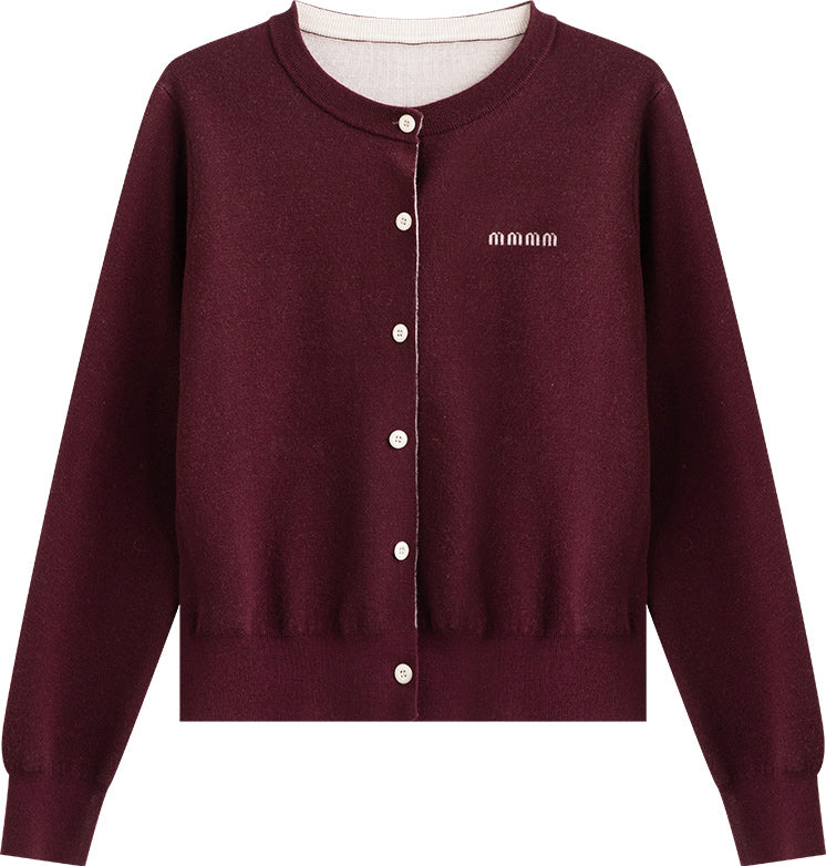 KAMILAN Women's French-Style Short Wool Knit Cardigan – 2025 Autumn New Elegant Sweater Jacket Top
