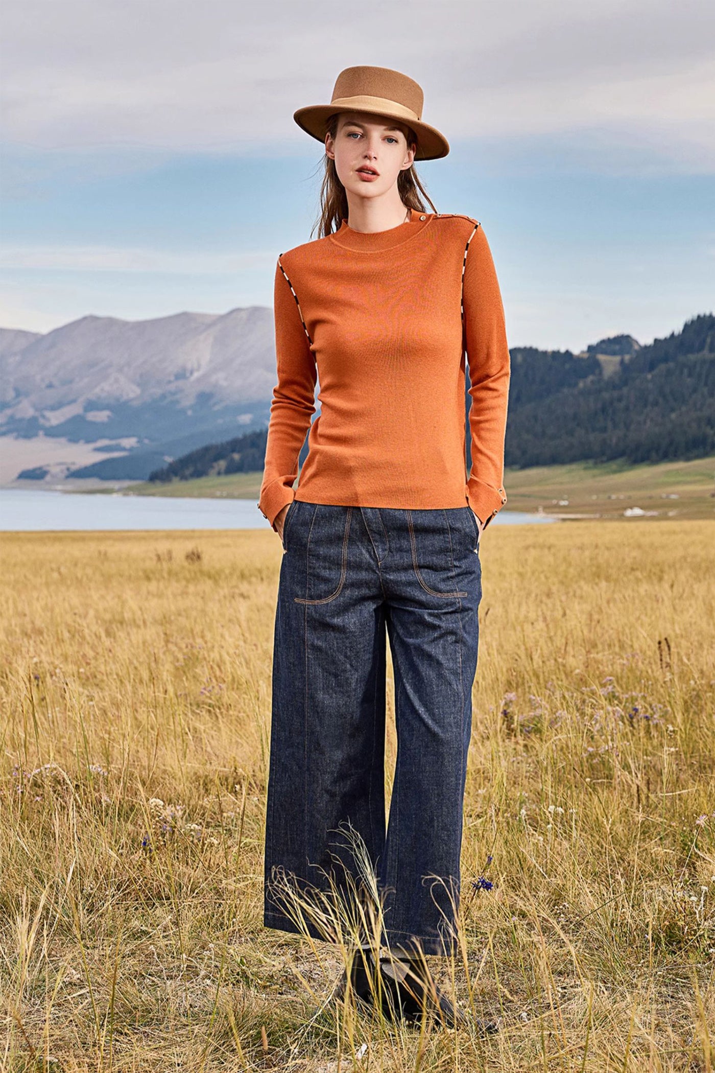KAMILAN French-Style Wool Sweater for Women – 2025 Fall Knitted Long Sleeve Base Layer Top