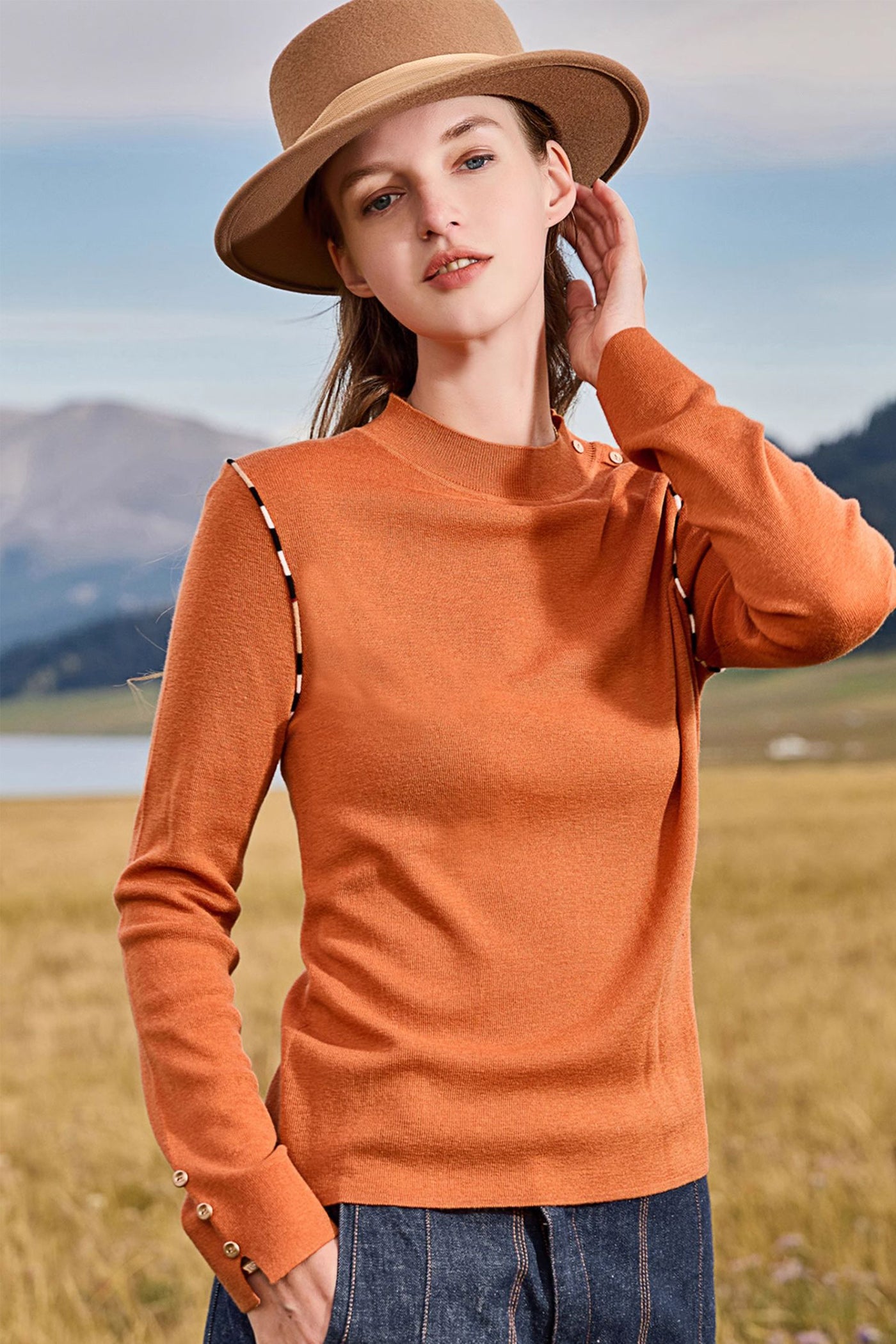 KAMILAN French-Style Wool Sweater for Women – 2025 Fall Knitted Long Sleeve Base Layer Top