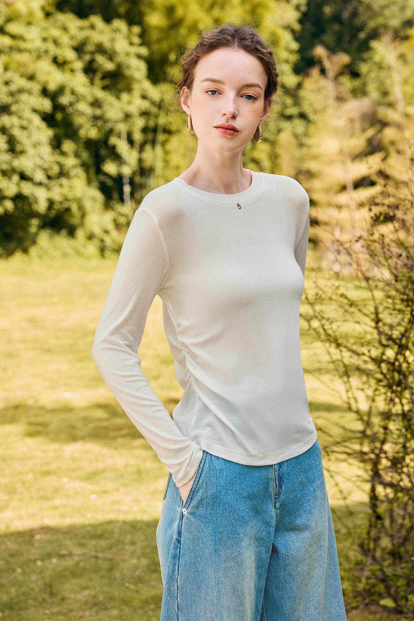 KAMILAN Women's French Chic Slim-Fit Base Layer Top – 2025 Autumn New Versatile Knit Undershirt