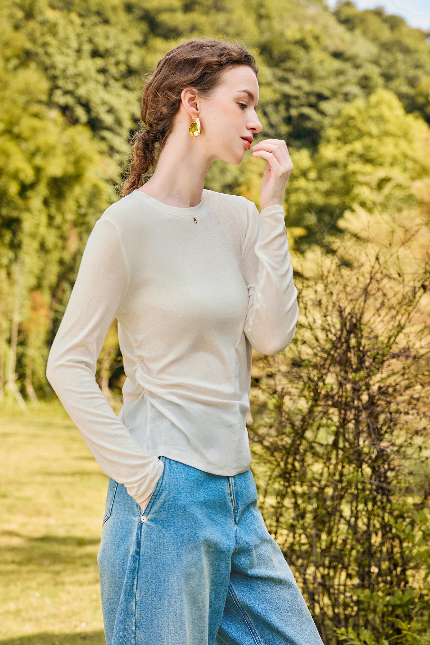 KAMILAN Women's French Chic Slim-Fit Base Layer Top – 2025 Autumn New Versatile Knit Undershirt