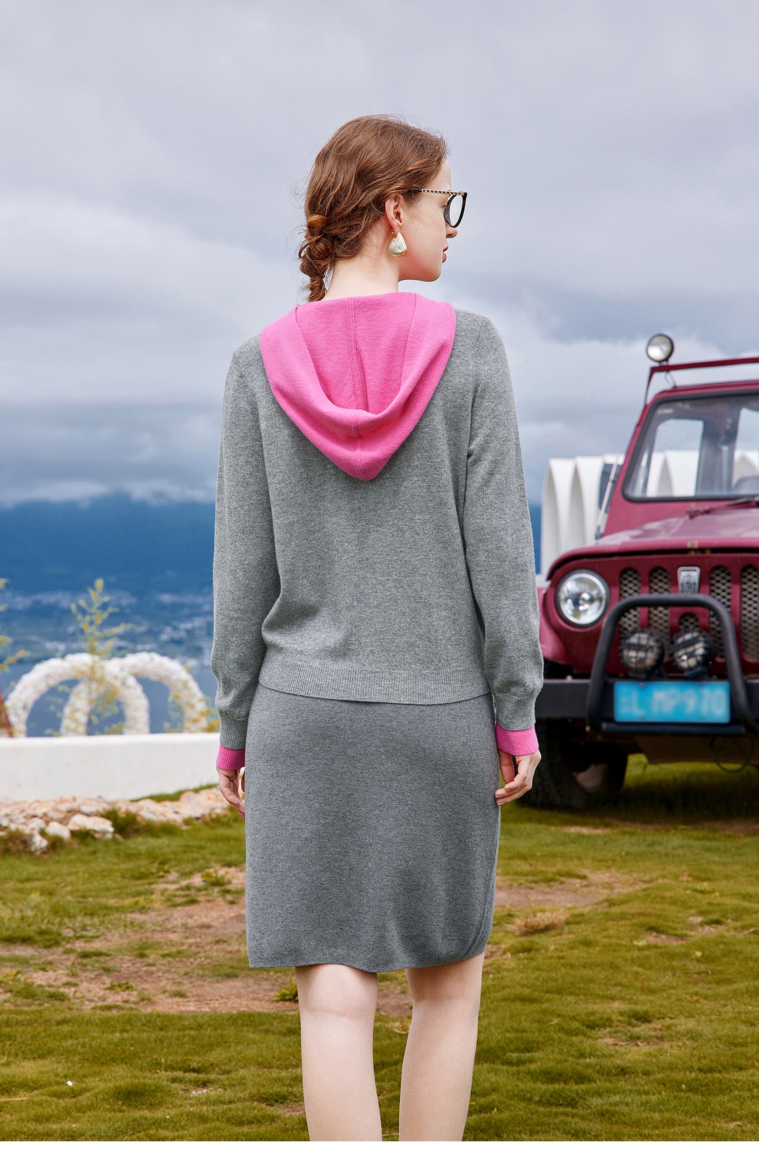 KAMILAN Women's woolen knitted cardigan, new autumn 2025 style, knitted jacket with hood