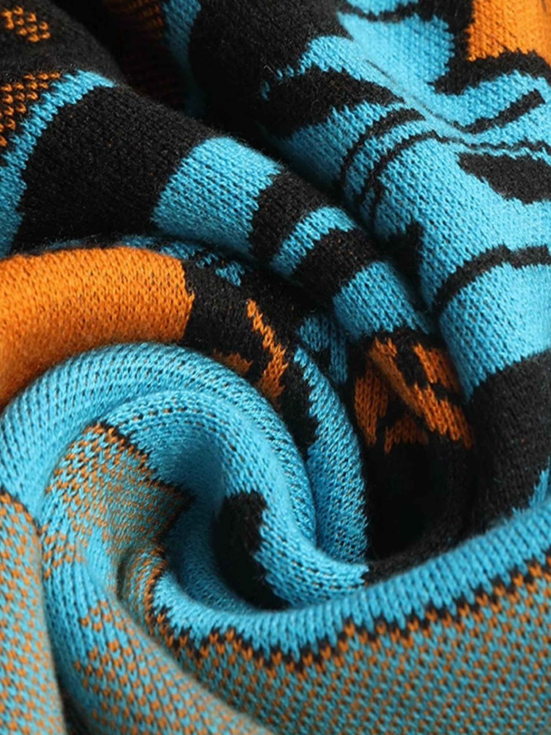 KAMILAN Women’s 2025 Fall A-Line Long-Sleeve Printed Knit Dress Loose-Fit Round-Neck Pullover Midi Dress