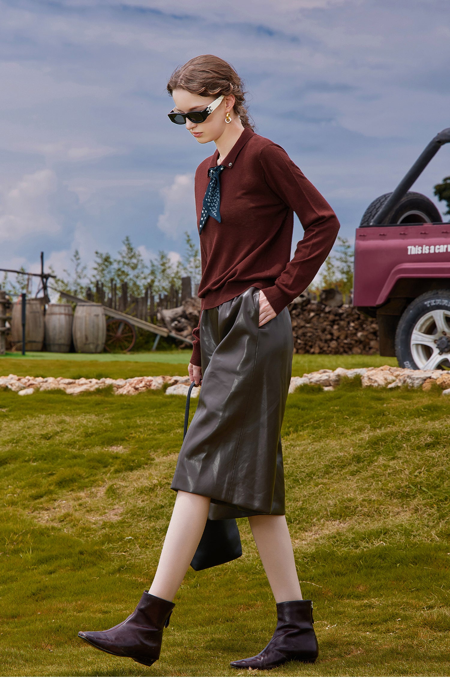 KAMILAN Red temperament wool sweater for women, new autumn 2025 style, loose short cardigan, base layer top.