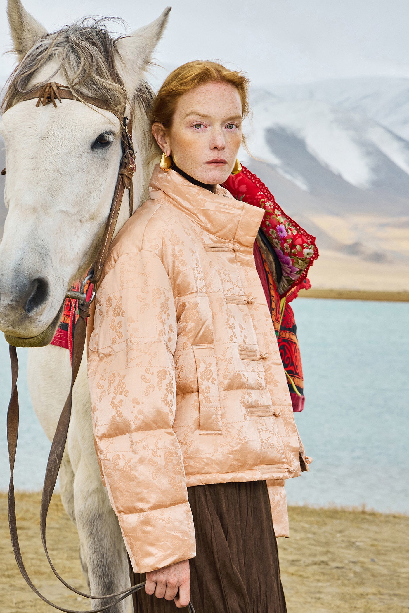 KAMILAN New Chinese-Style White Goose Down Coat for Women – 2025 Winter Jacquard Puffer Jacket