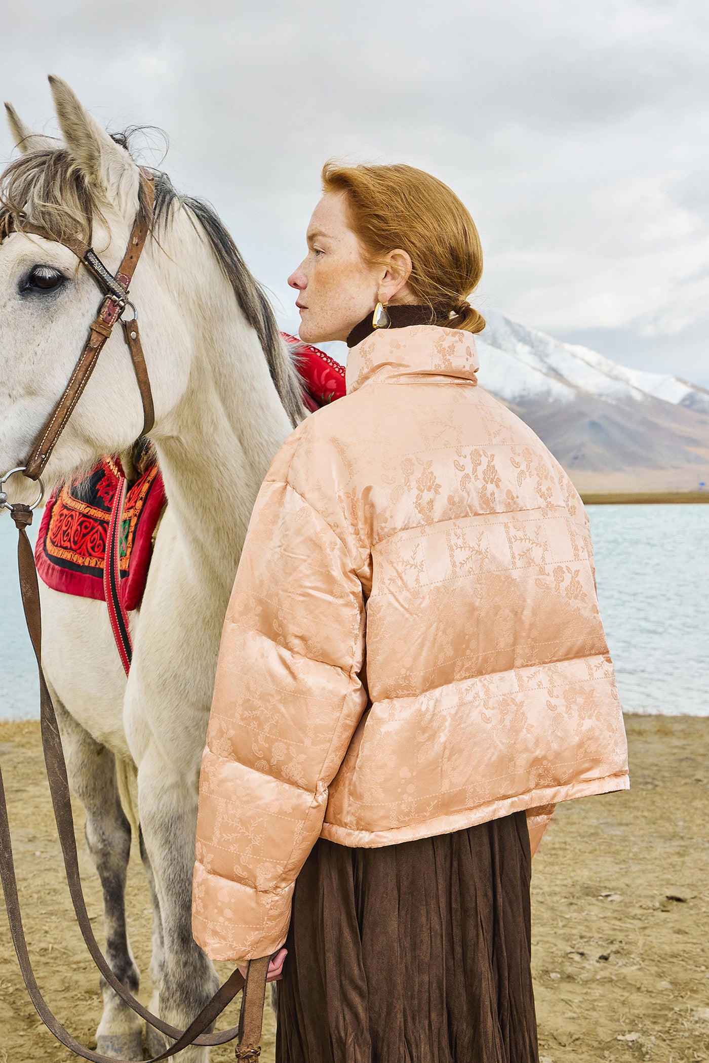 KAMILAN New Chinese-Style White Goose Down Coat for Women – 2025 Winter Jacquard Puffer Jacket