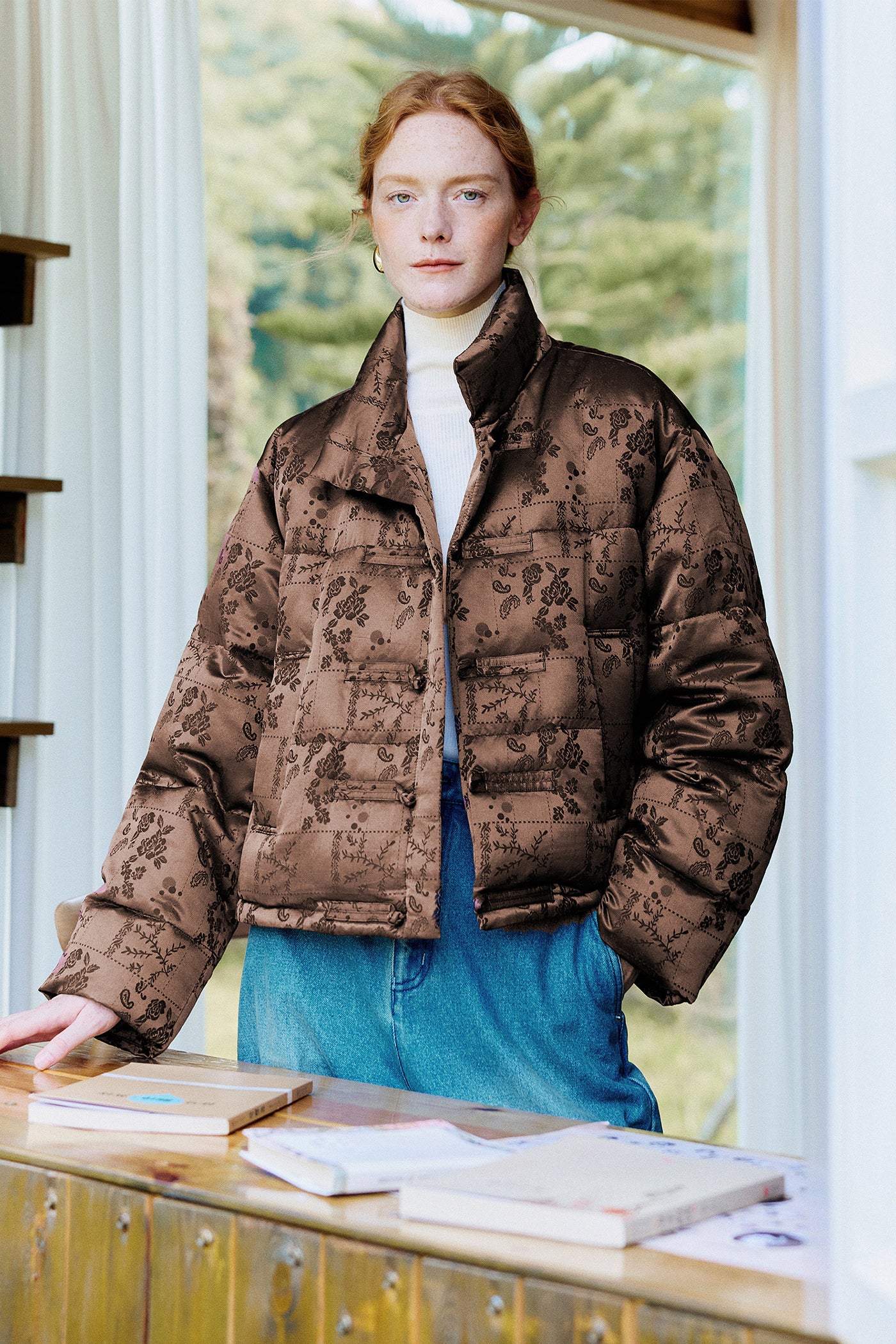 KAMILAN New Chinese-Style White Goose Down Coat for Women – 2025 Winter Jacquard Puffer Jacket