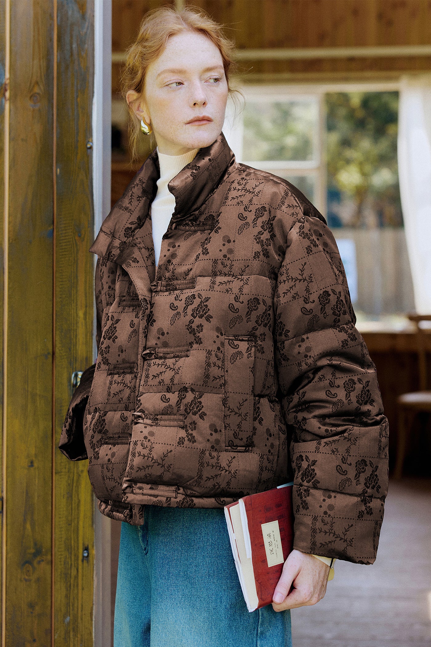 KAMILAN New Chinese-Style White Goose Down Coat for Women – 2025 Winter Jacquard Puffer Jacket