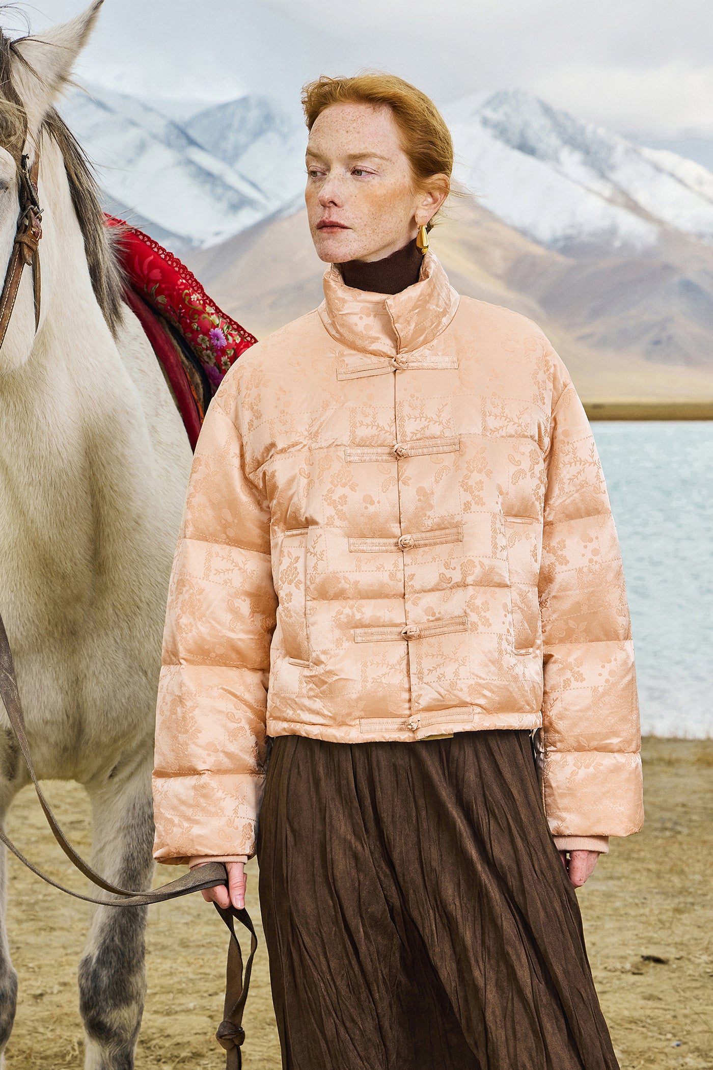 KAMILAN New Chinese-Style White Goose Down Coat for Women – 2025 Winter Jacquard Puffer Jacket