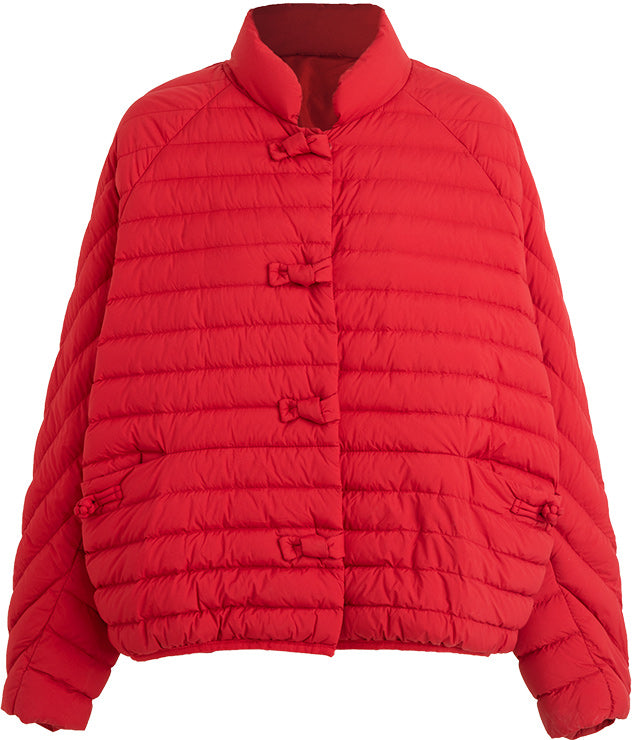 KAMILAN Women's Short Red Down Jacket – 2025 Winter New Warm Puffer Coat