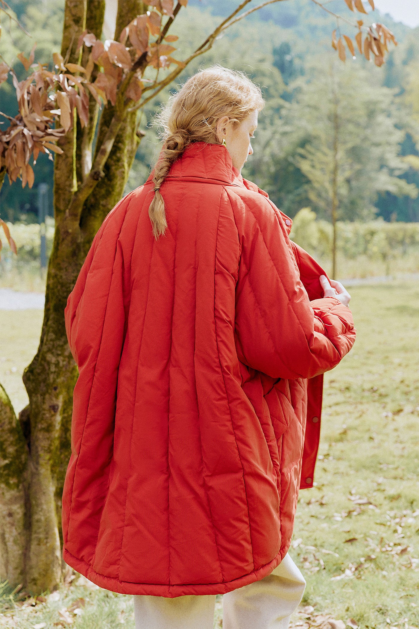 KAMILAN Women's Red Down Coat – 2025 Winter Mid-Length Warm Puffer Jacket with White Duck Down