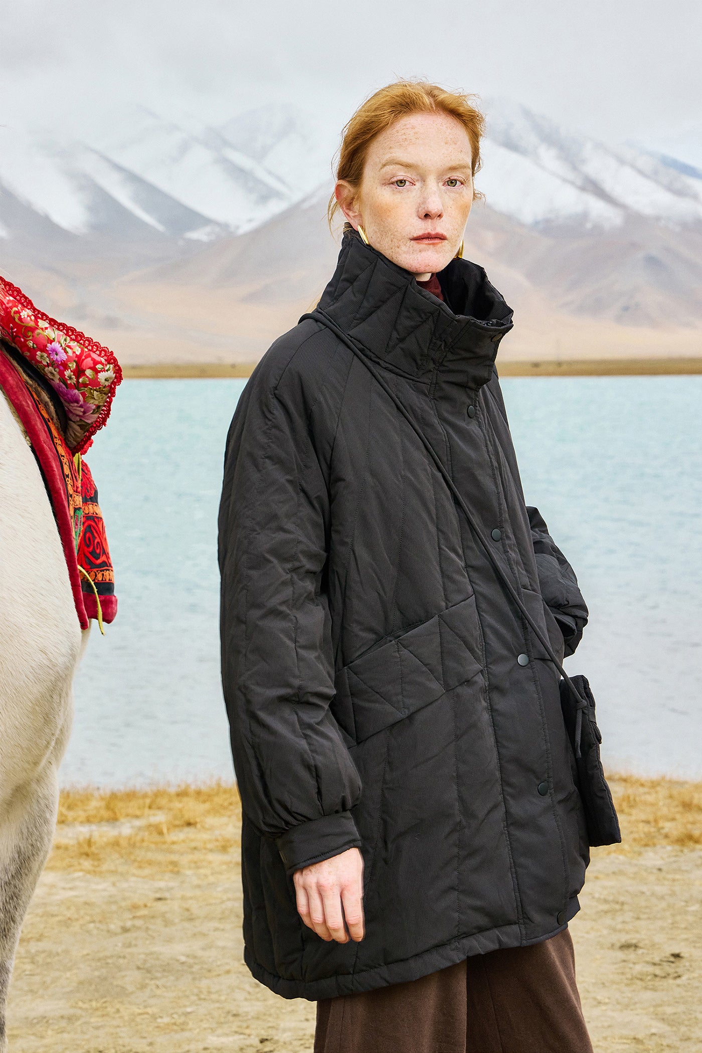 KAMILAN Women's Red Down Coat – 2025 Winter Mid-Length Warm Puffer Jacket with White Duck Down