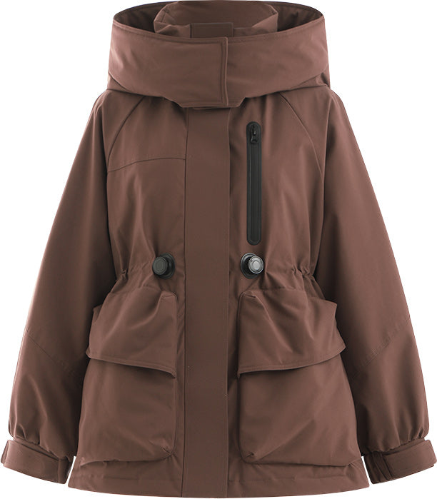 KAMILAN Women's Outdoor Hiking Down Coat – 2025 Winter New Waist-Cinched White Duck Down Hooded Jacket
