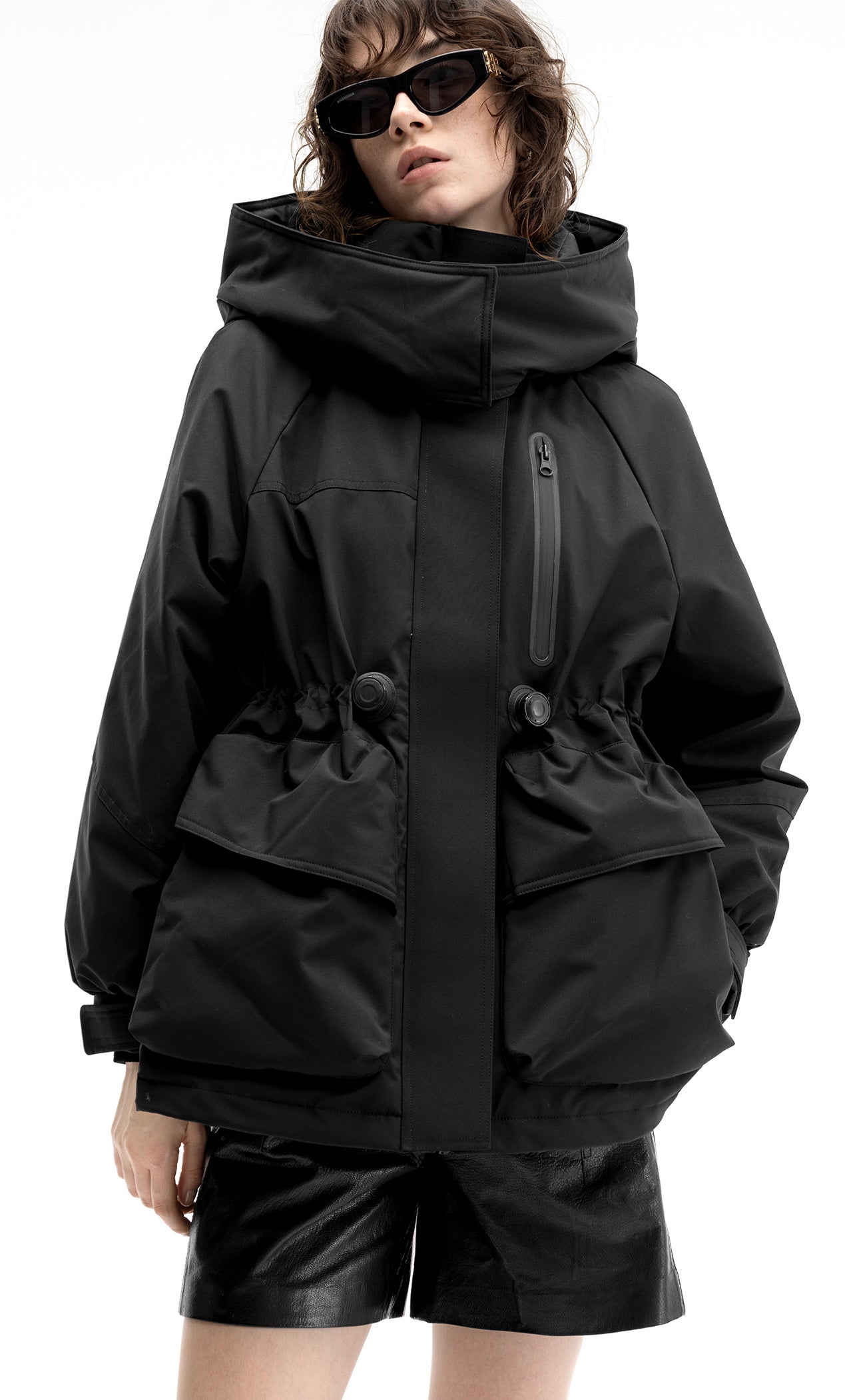 KAMILAN Women's Outdoor Hiking Down Coat – 2025 Winter New Waist-Cinched White Duck Down Hooded Jacket