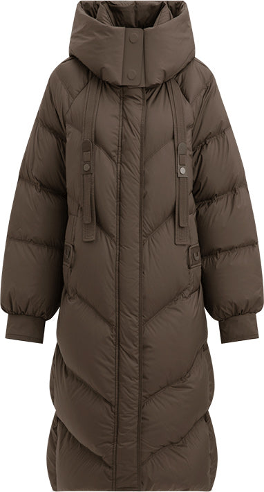 KAMILAN Women's Mid-Length Down Coat – 2025 Winter New White Duck Down Hooded Puffer Jacket