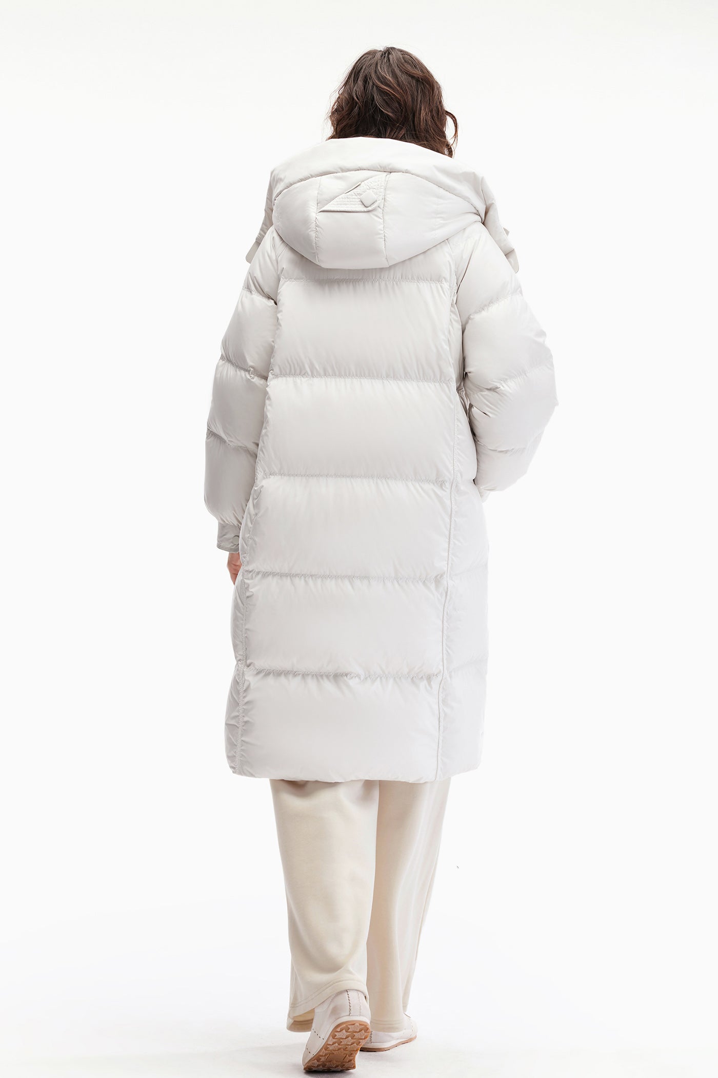 KAMILAN Women's Mid-Length Down Coat – 2025 Winter New White Duck Down Hooded Puffer Jacket