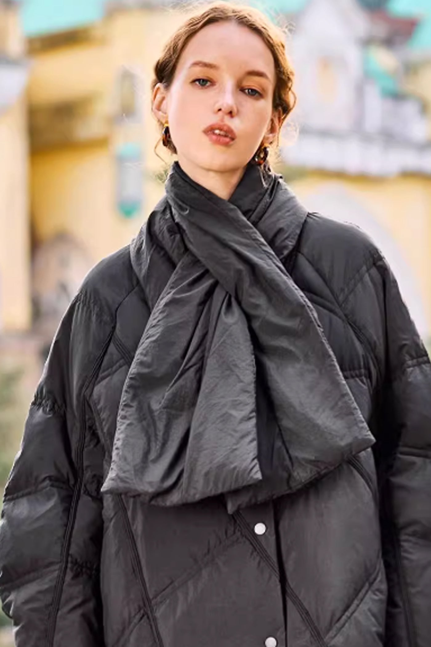 [V-neck X Scarf Neck] KAMILAN Short Down Jacket For Women