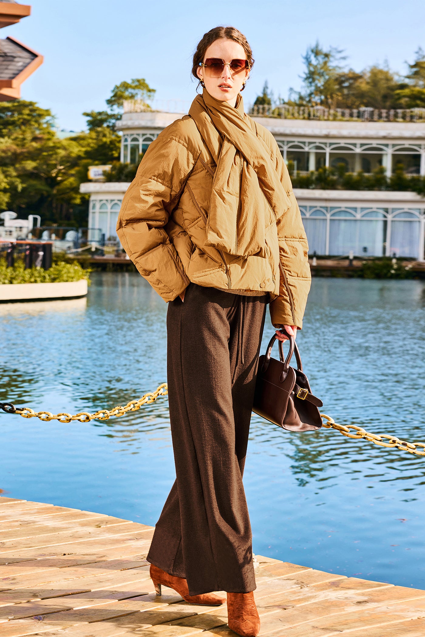 [V-neck X Scarf Neck] KAMILAN Short Down Jacket For Women