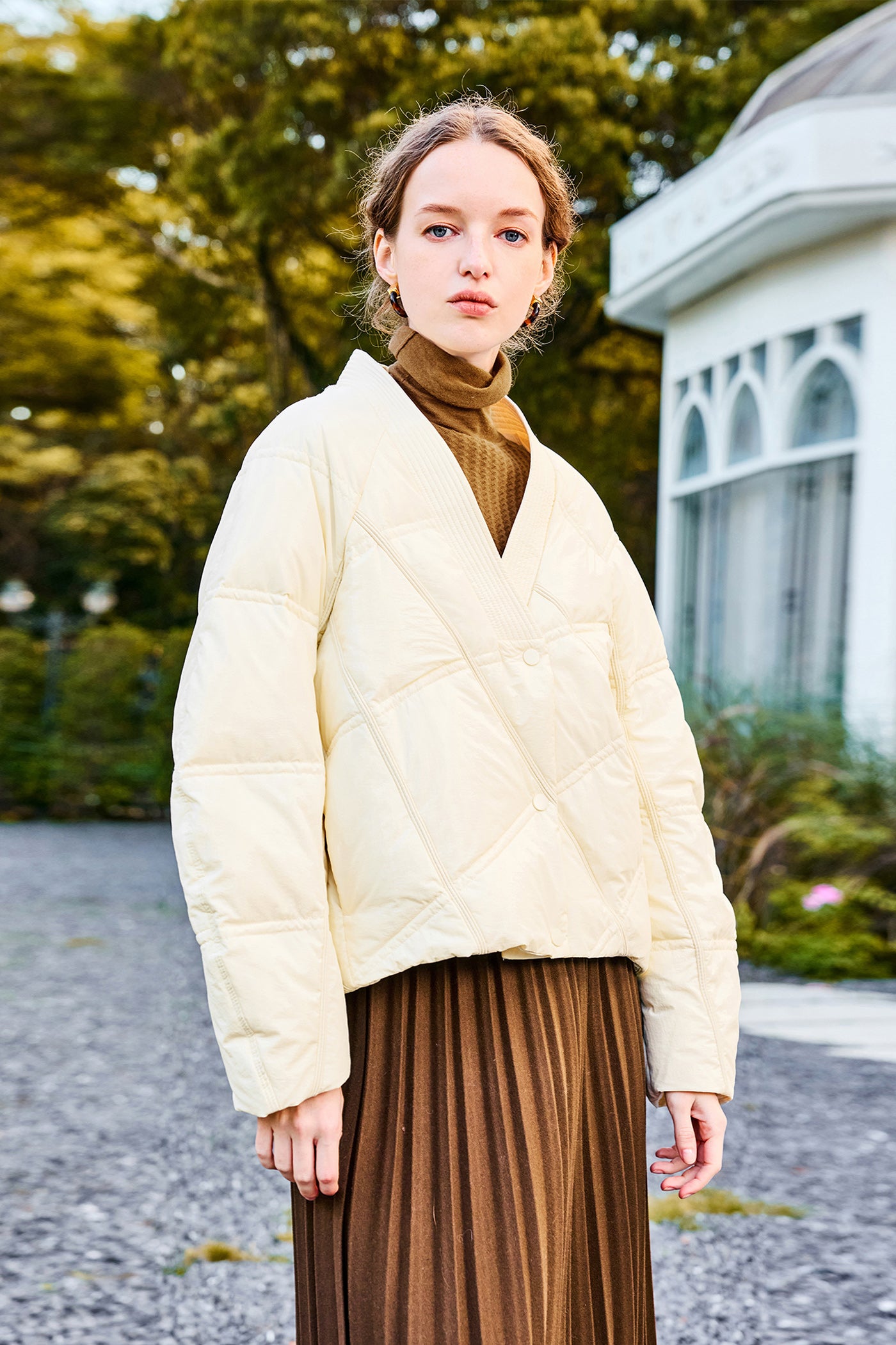 [V-neck X Scarf Neck] KAMILAN Short Down Jacket For Women