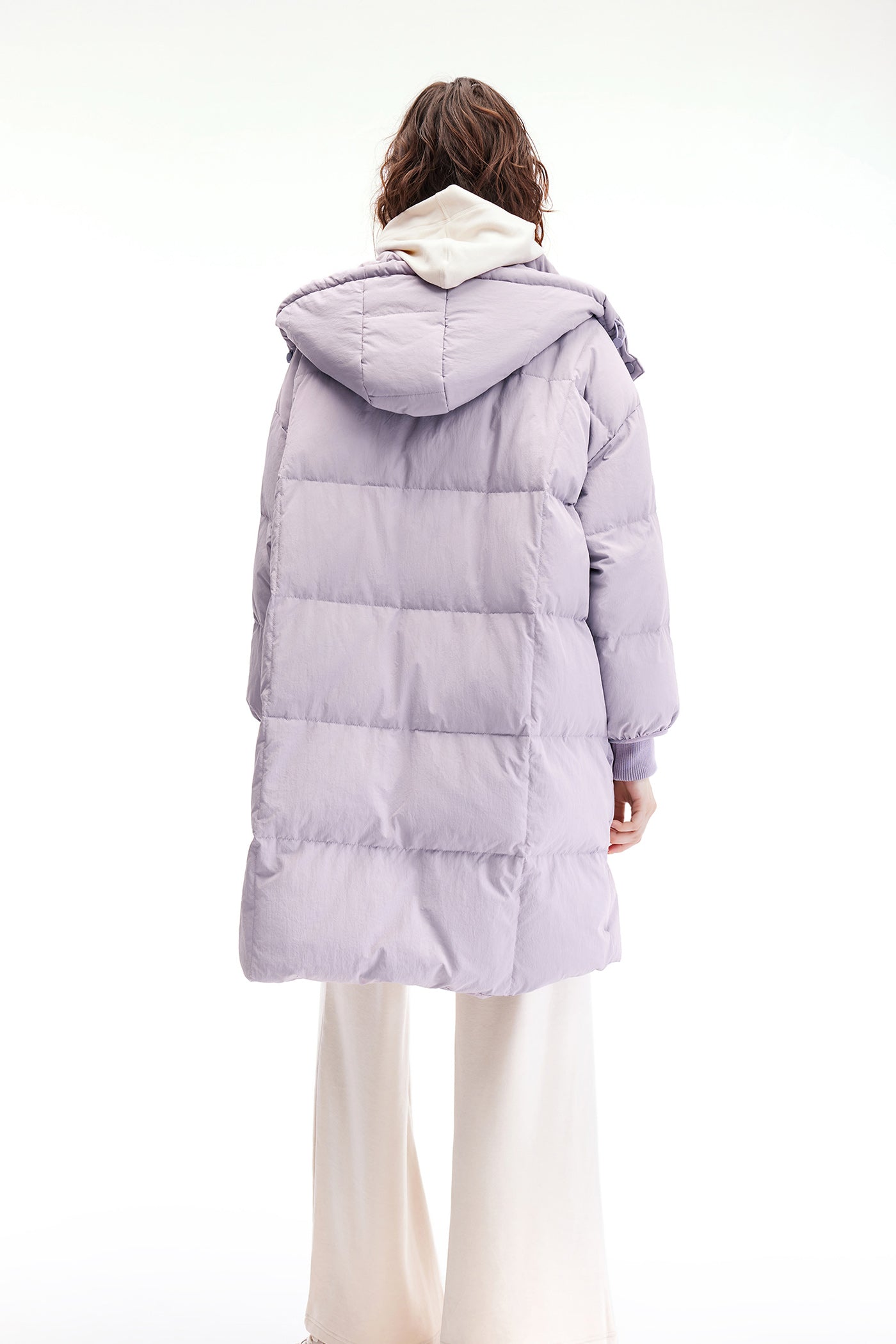 KAMILAN Women's White Duck Down Coat – 2025 Winter Fashion Mid-Length Hooded Puffer Jacket