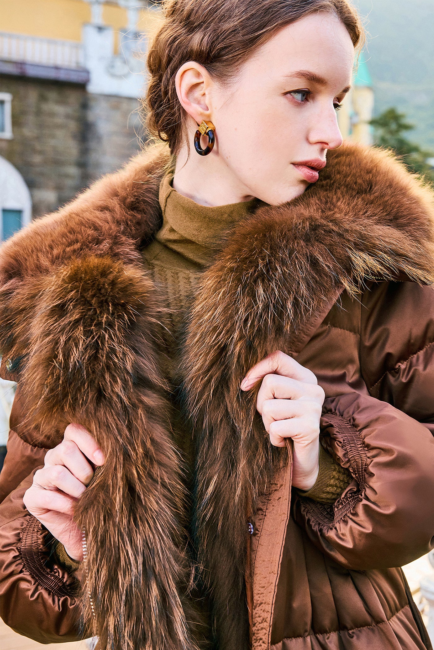 KAMILAN Women's Long White Goose Down Coat with Fox Fur Collar | 2025 Winter Luxury Outerwear