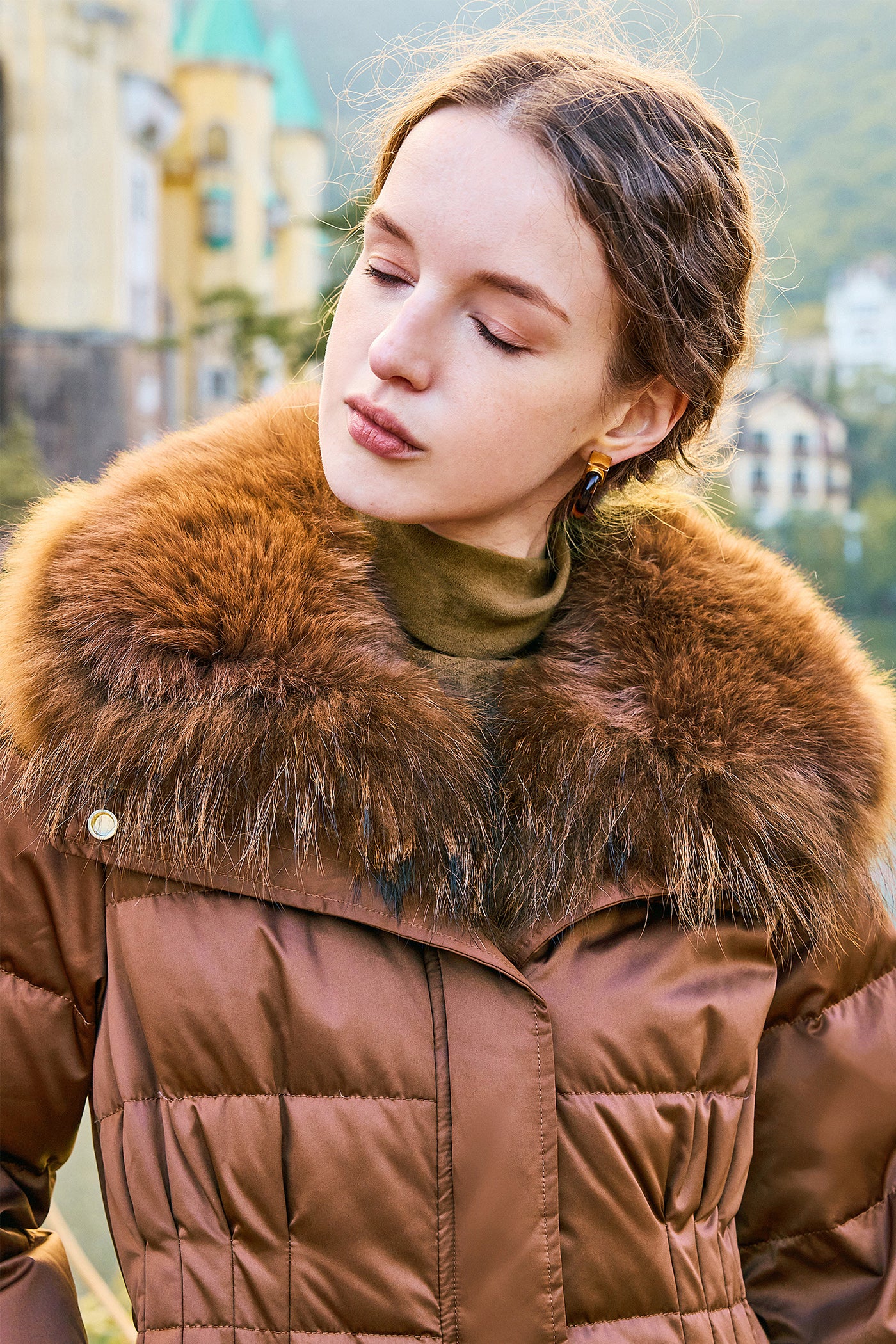 KAMILAN Women's Long White Goose Down Coat with Fox Fur Collar | 2025 Winter Luxury Outerwear