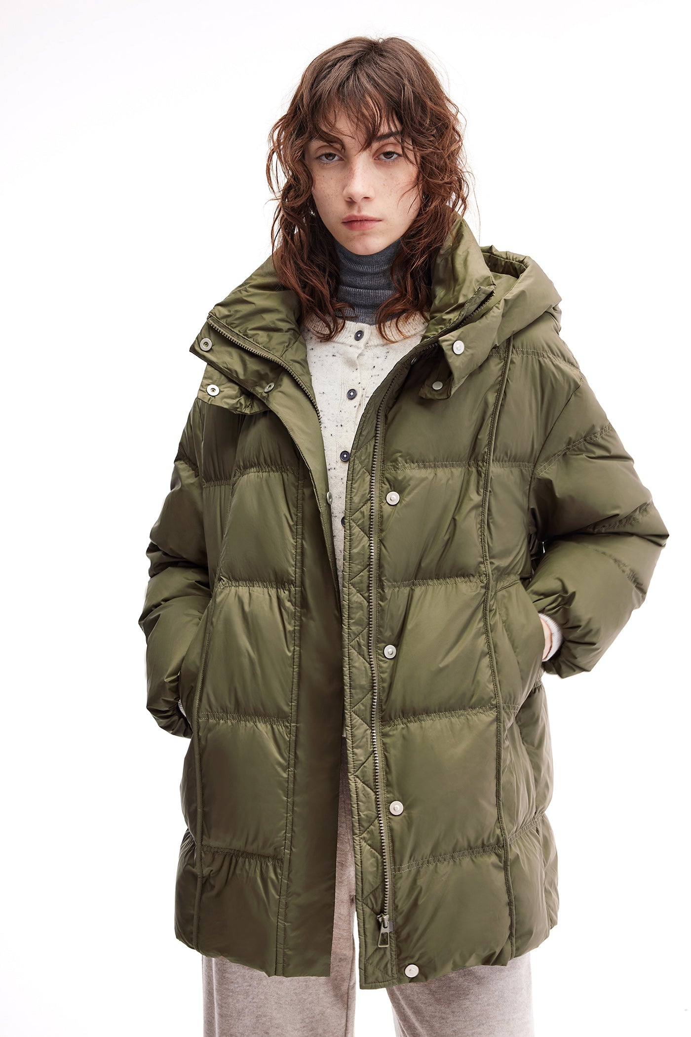 KAMILAN Women's 2025 Winter Hooded Down Jacket – Fashionable Warm White Duck Down Puffer Coat