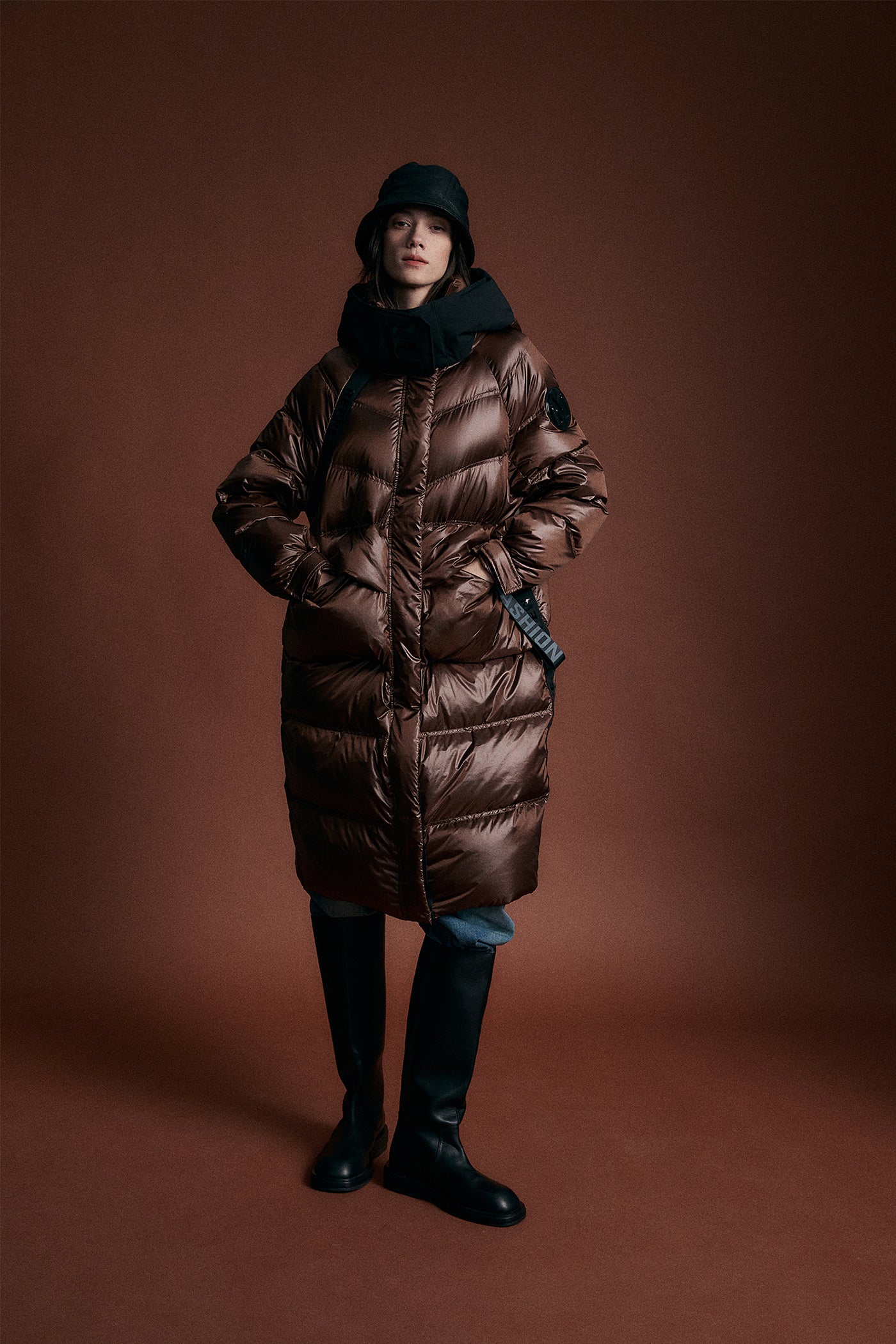 KAMILAN Women's Hooded Down Coat – 2025 Winter Loose Mid-Length White Duck Down Jacket, Below the Knee