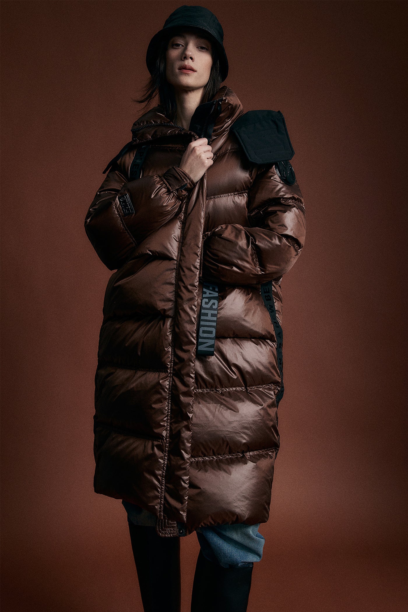 KAMILAN Women's Hooded Down Coat – 2025 Winter Loose Mid-Length White Duck Down Jacket, Below the Knee