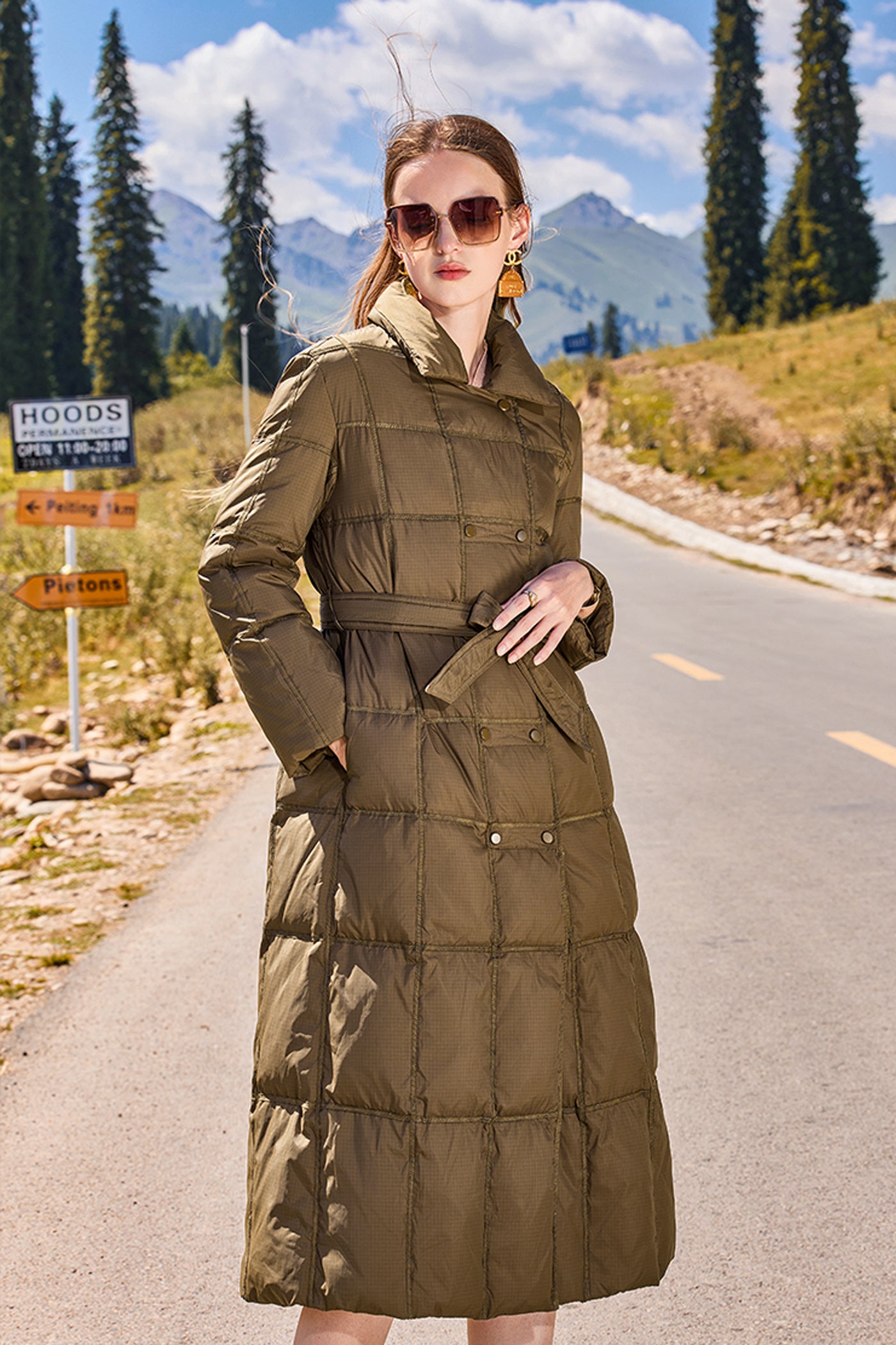 KAMILAN Women's Elegant High-Waisted Down Coat – 2025 Winter Slim Fit Mid-Length Warm Puffer Jacket