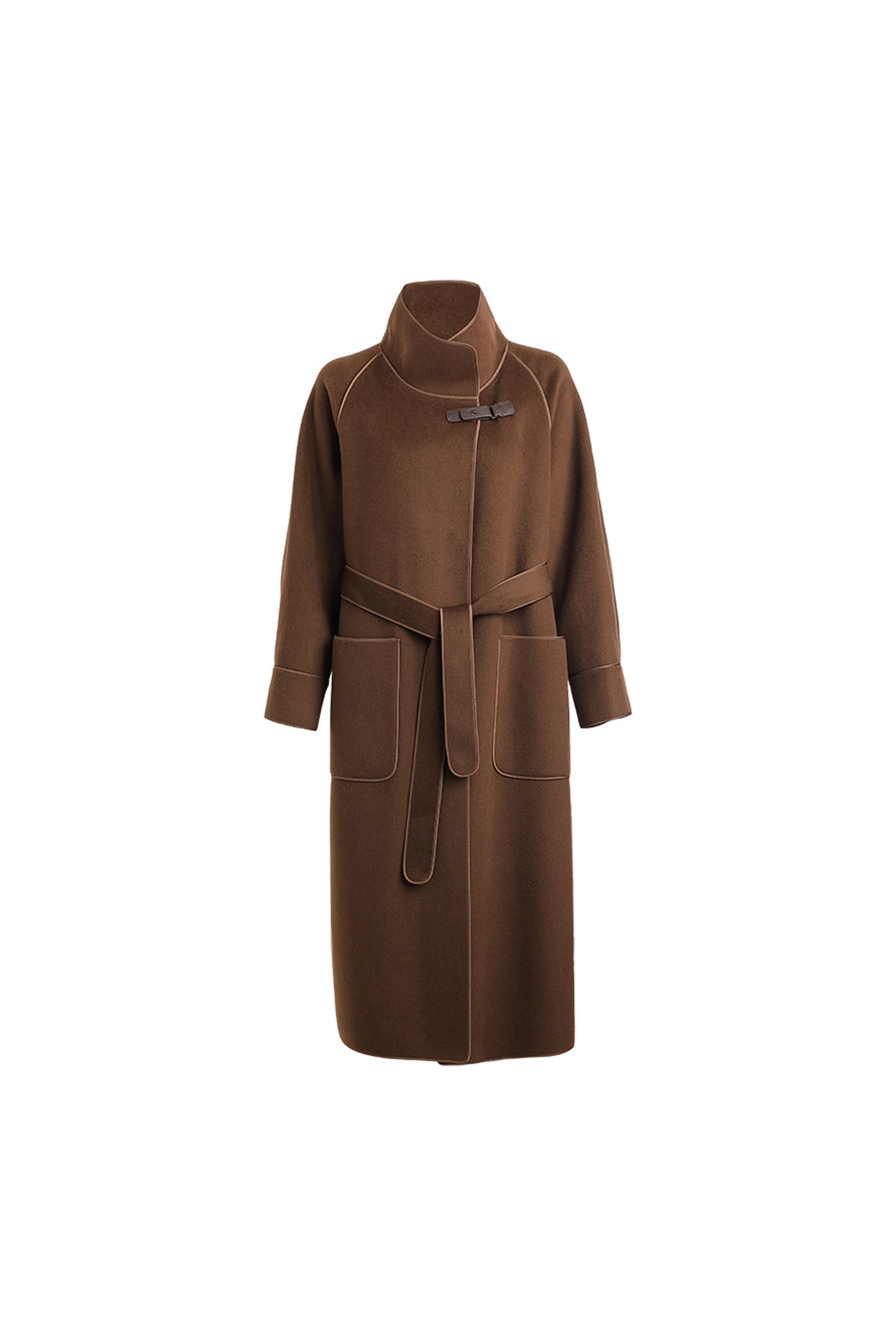 KAMILAN Women's Wool Coat 2025 Winter | Mid-Length Belted Double-Faced Wool Overcoat