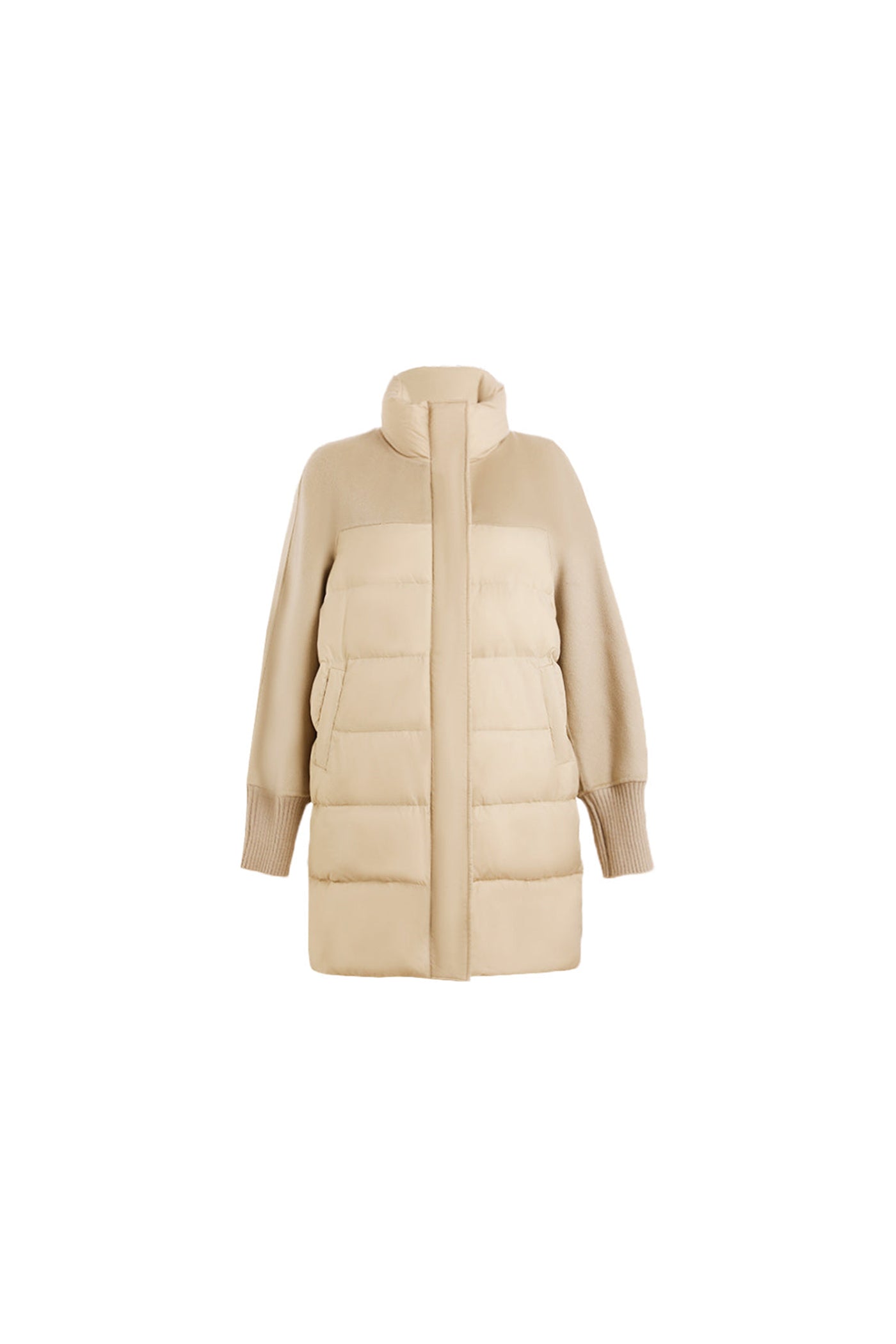 KAMILAN Mid‑Length Wool‑Spliced White Goose Down Coat (2025 Winter New Women’s Warm Jacket)