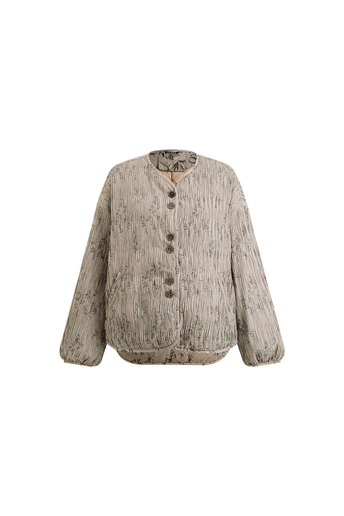 KAMILAN 2025 Winter Short Puffer Jacket for Women | Retro Pleated Floral Down Coat with White Duck Down