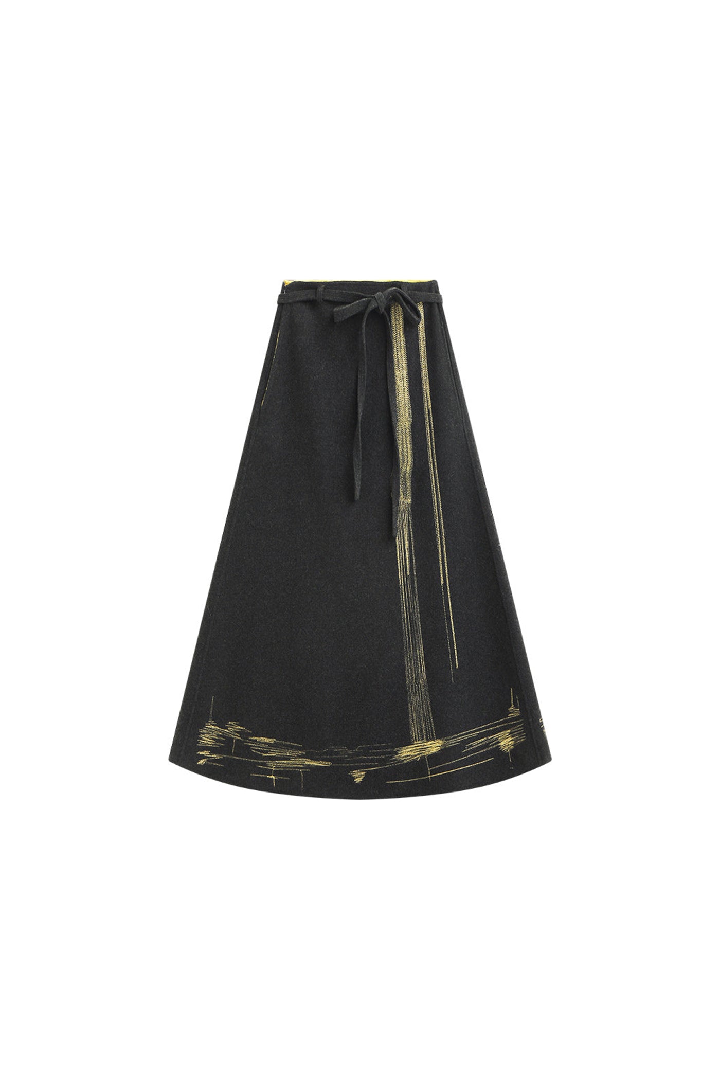 KAMILAN 2025 Autumn New Mid-Length Double-Faced Wool Midi Skirt