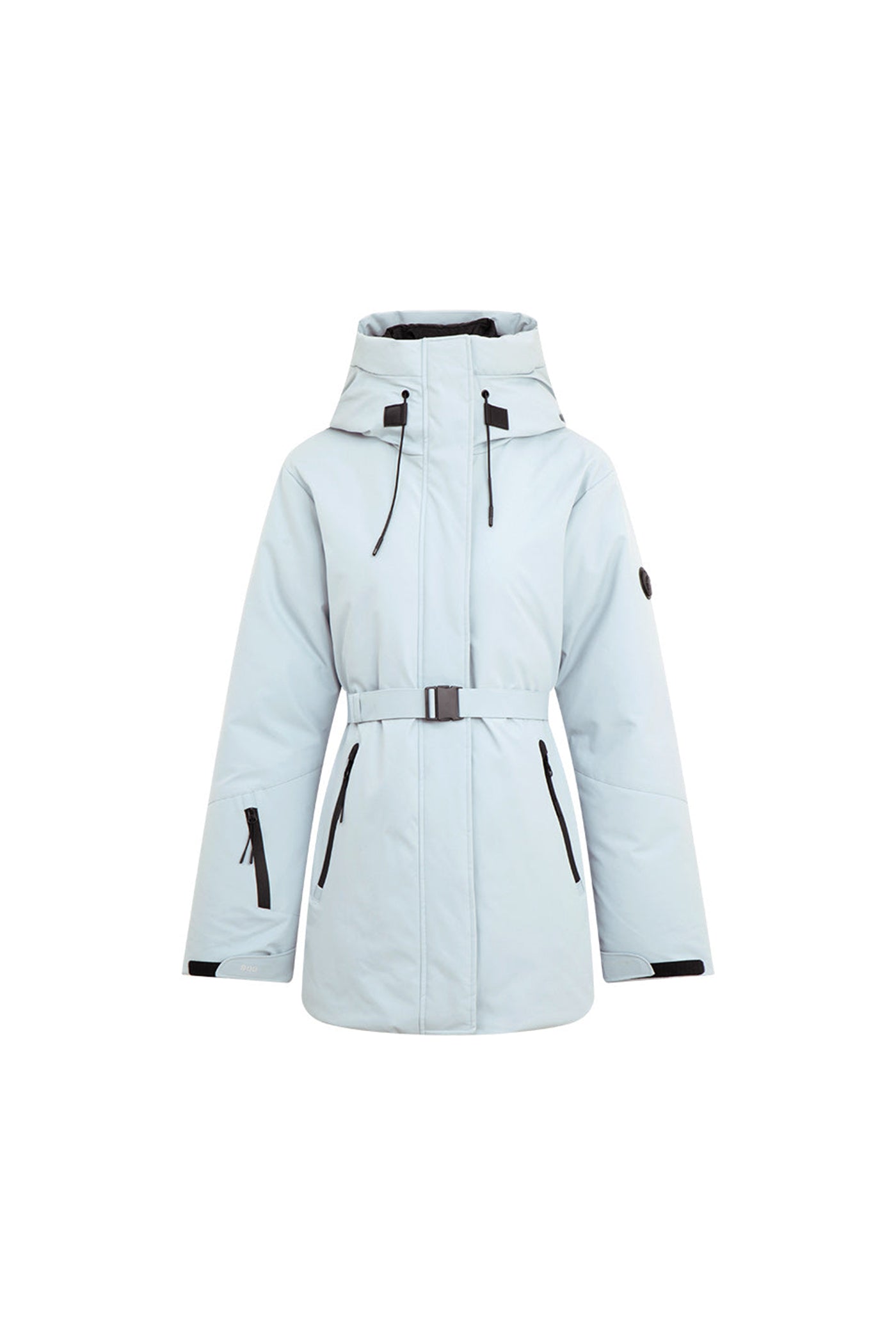 KAMILAN Women's Sporty Down Jacket – 2025 Winter New Hooded White Goose Down Coat with Waist Cinch