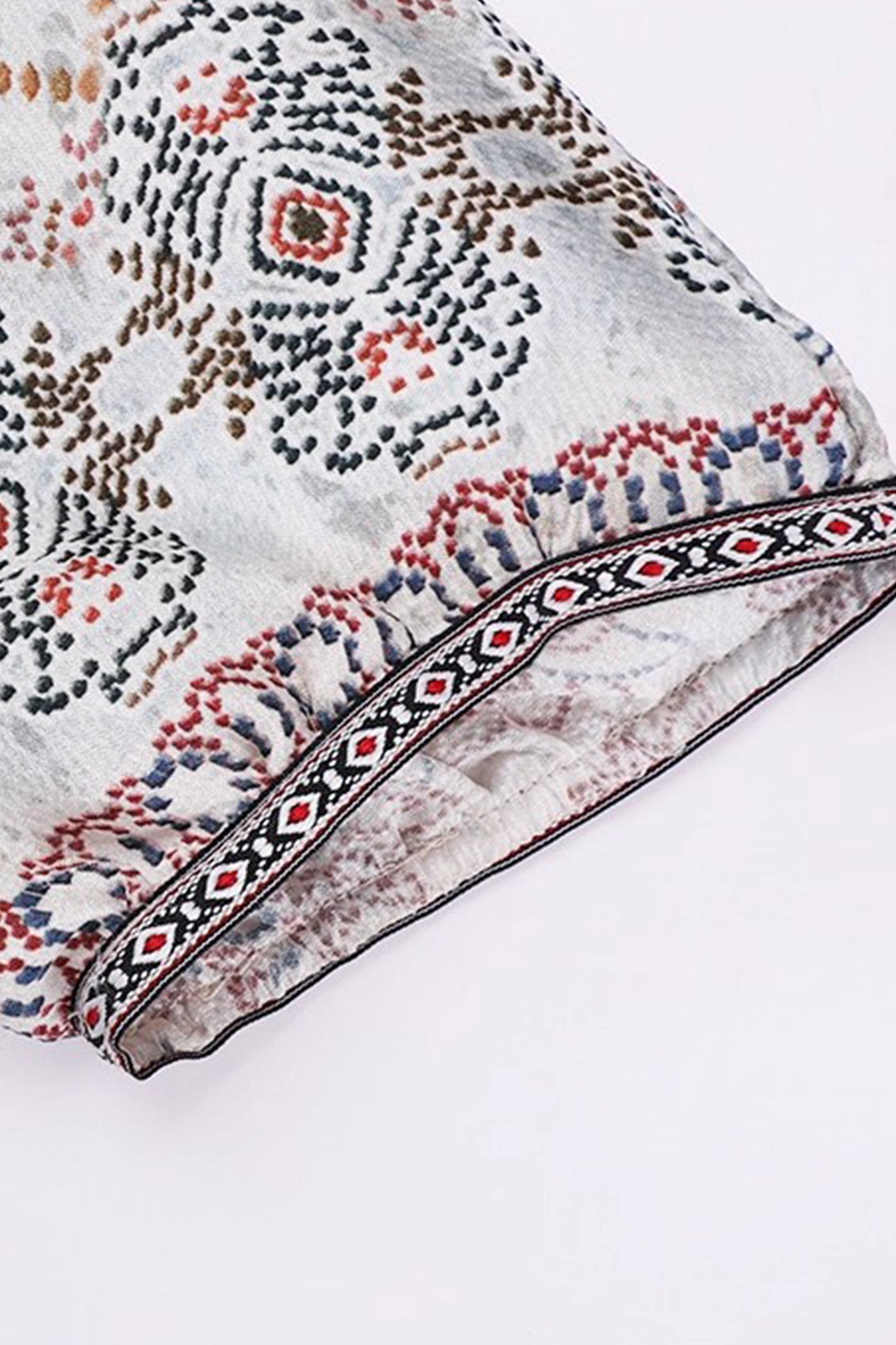 KAMILAN Silk Printed Midi Dress with Drawstring Detail