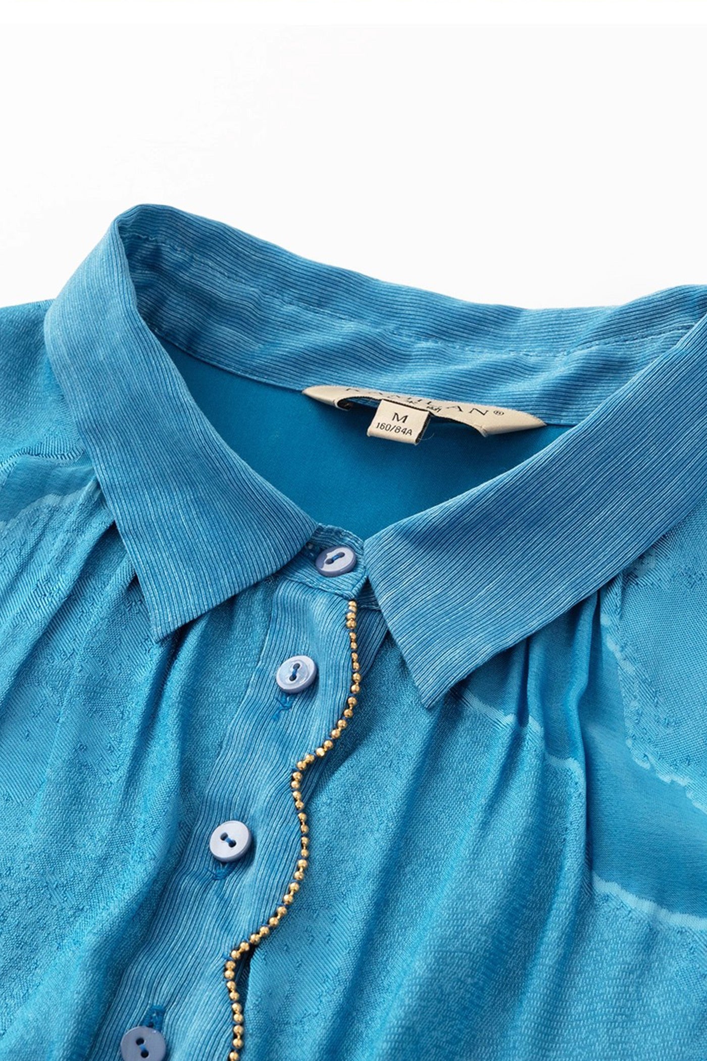 KAMILAN Glossy Jacquard Shirt Dress with Drawstring Waist