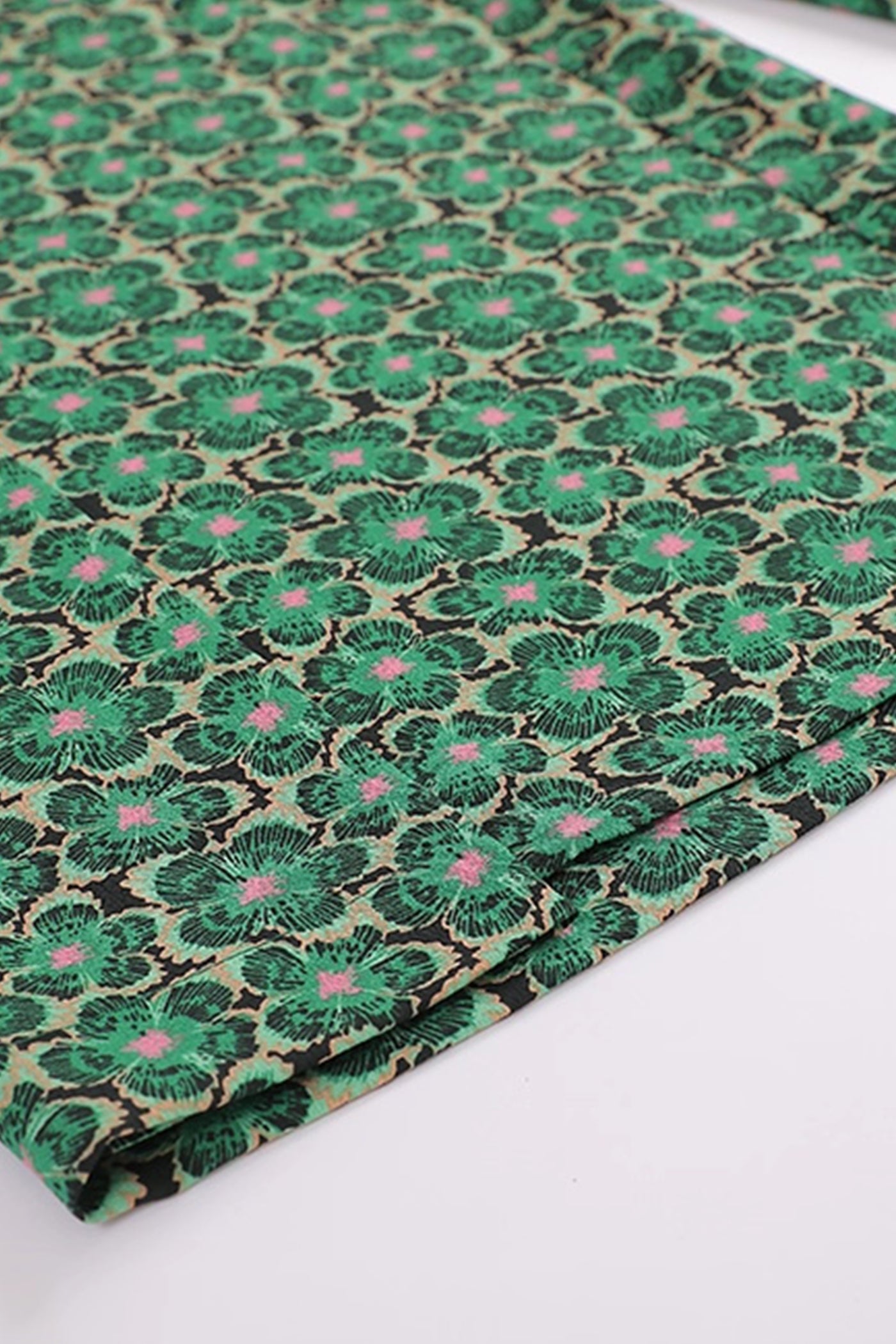 KAMILAN Wide-Leg Trousers in Verdant Bloom with Side Slits