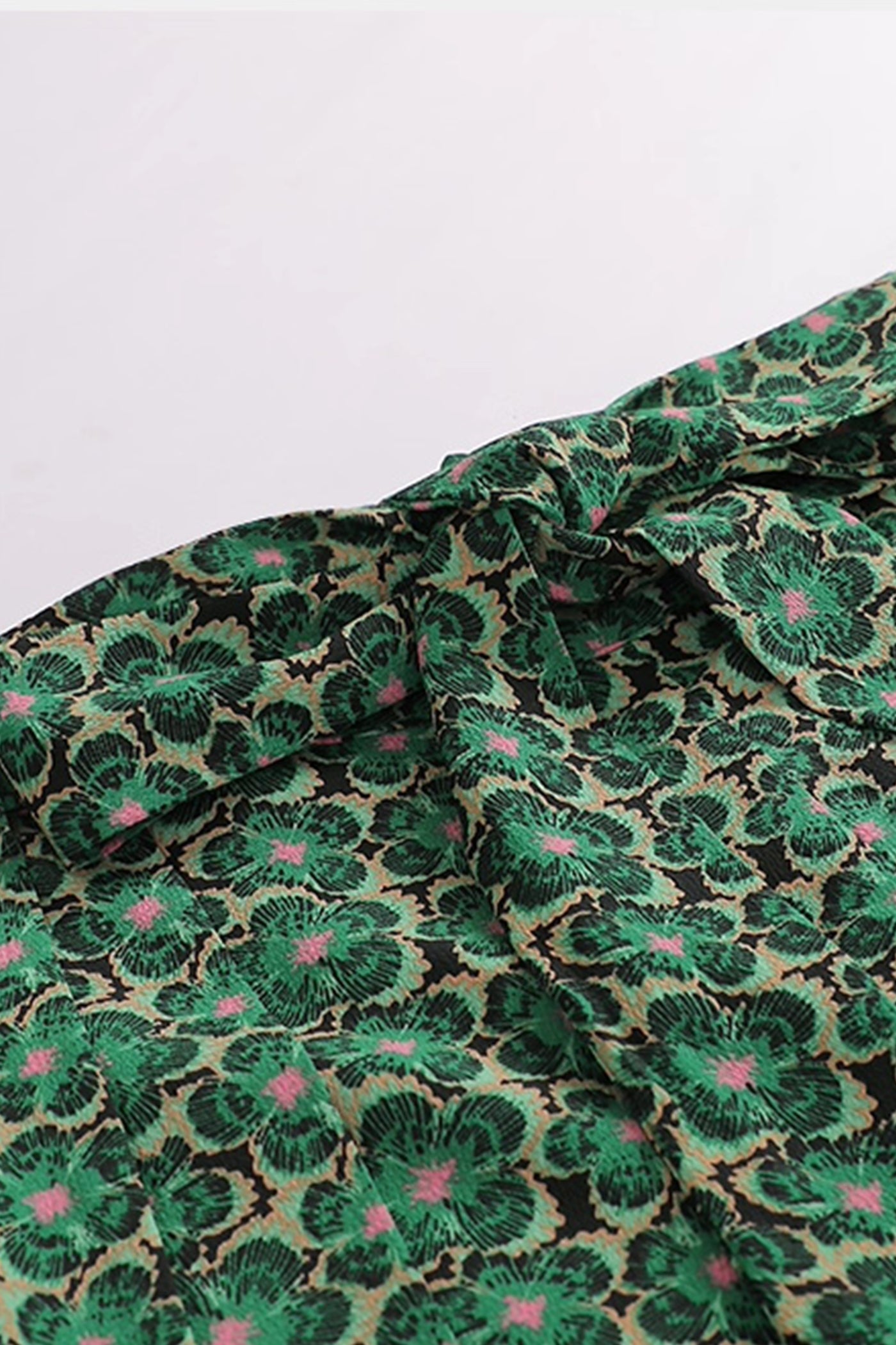 KAMILAN Wide-Leg Trousers in Verdant Bloom with Side Slits
