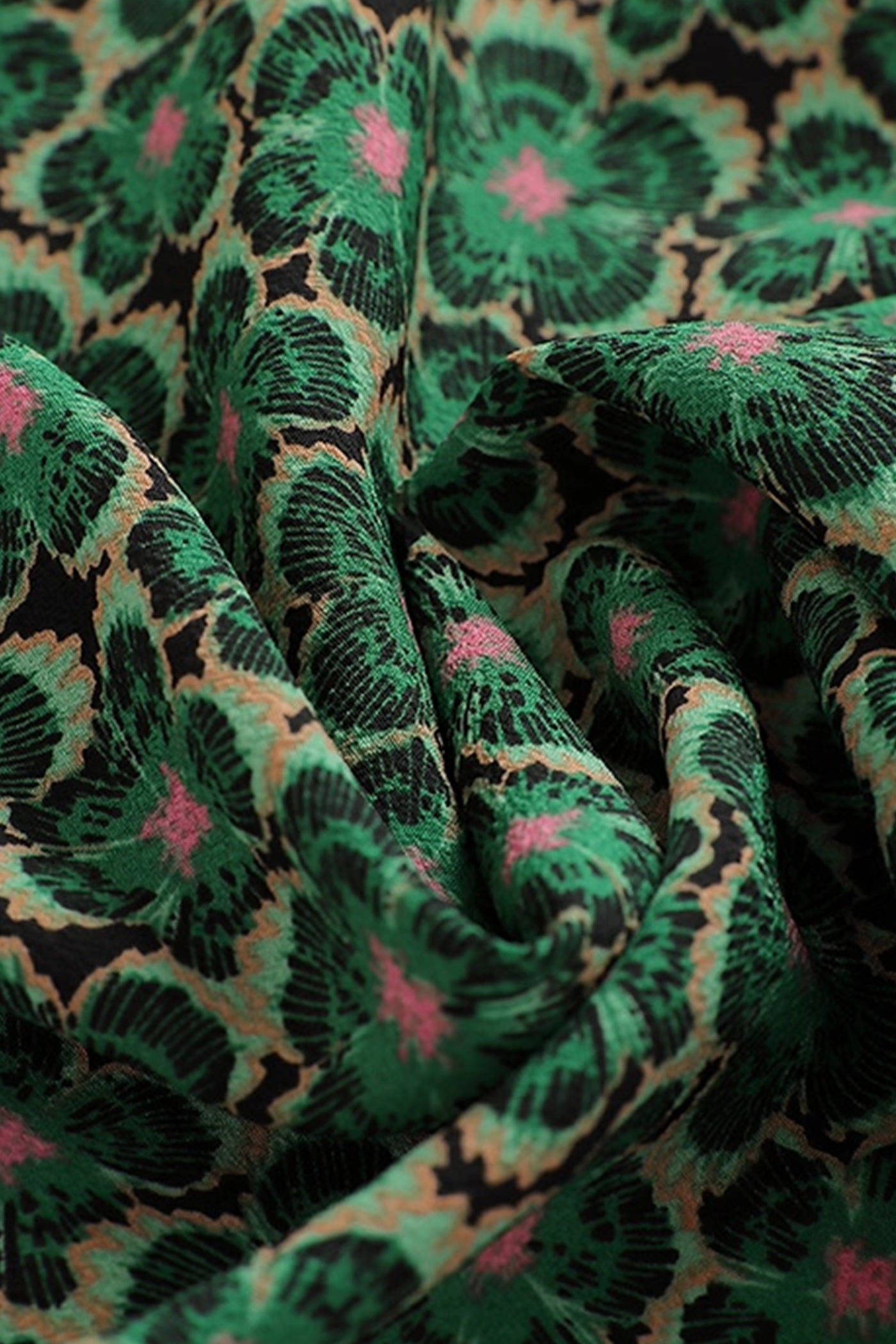 KAMILAN Wide-Leg Trousers in Verdant Bloom with Side Slits