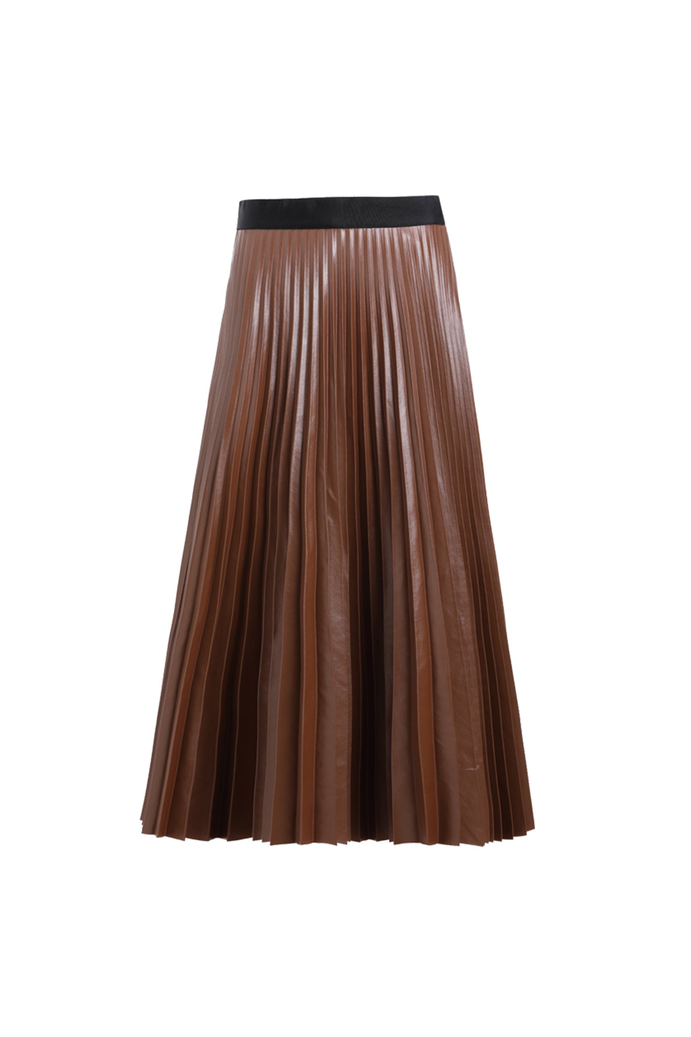 KAMILAN Women's PU Leather Pleated Skirt – 2025 Autumn Winter New Mid-Length A-Line Skirt