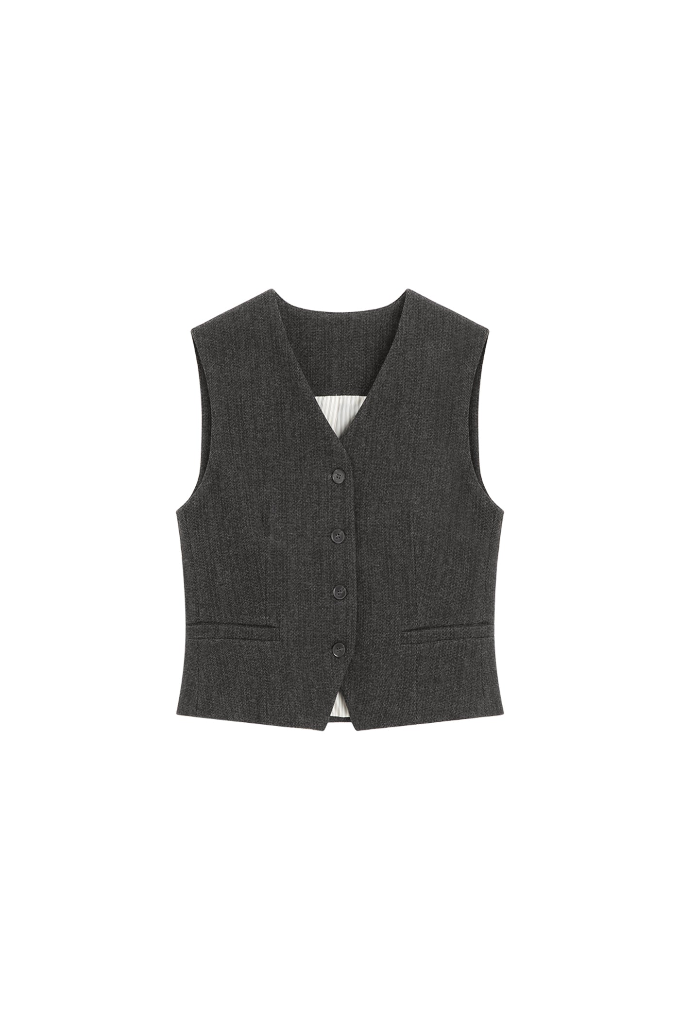 KAMILAN Women's V-Neck Blazer Vest – 2025 Autumn Winter New Short Slim-Fit Cardigan Waistcoat Jacket