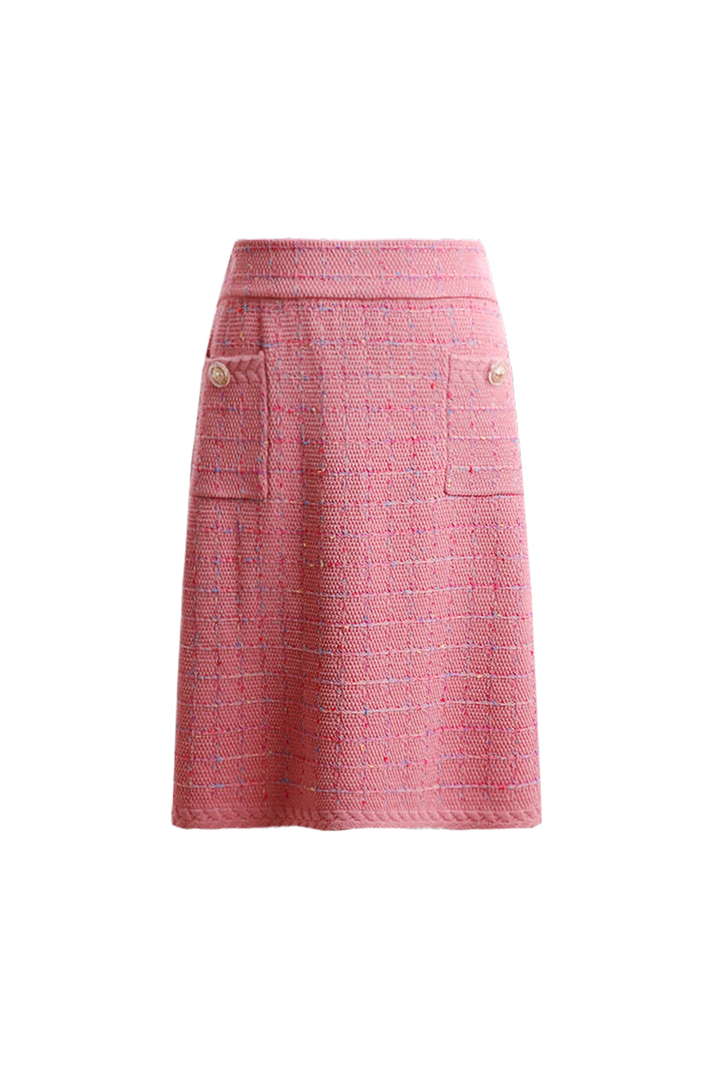 KAMILAN French Chic Tweed-Inspired Skirt – 2025 Autumn New Women's Pink High-Waist A-Line Mini Skirt
