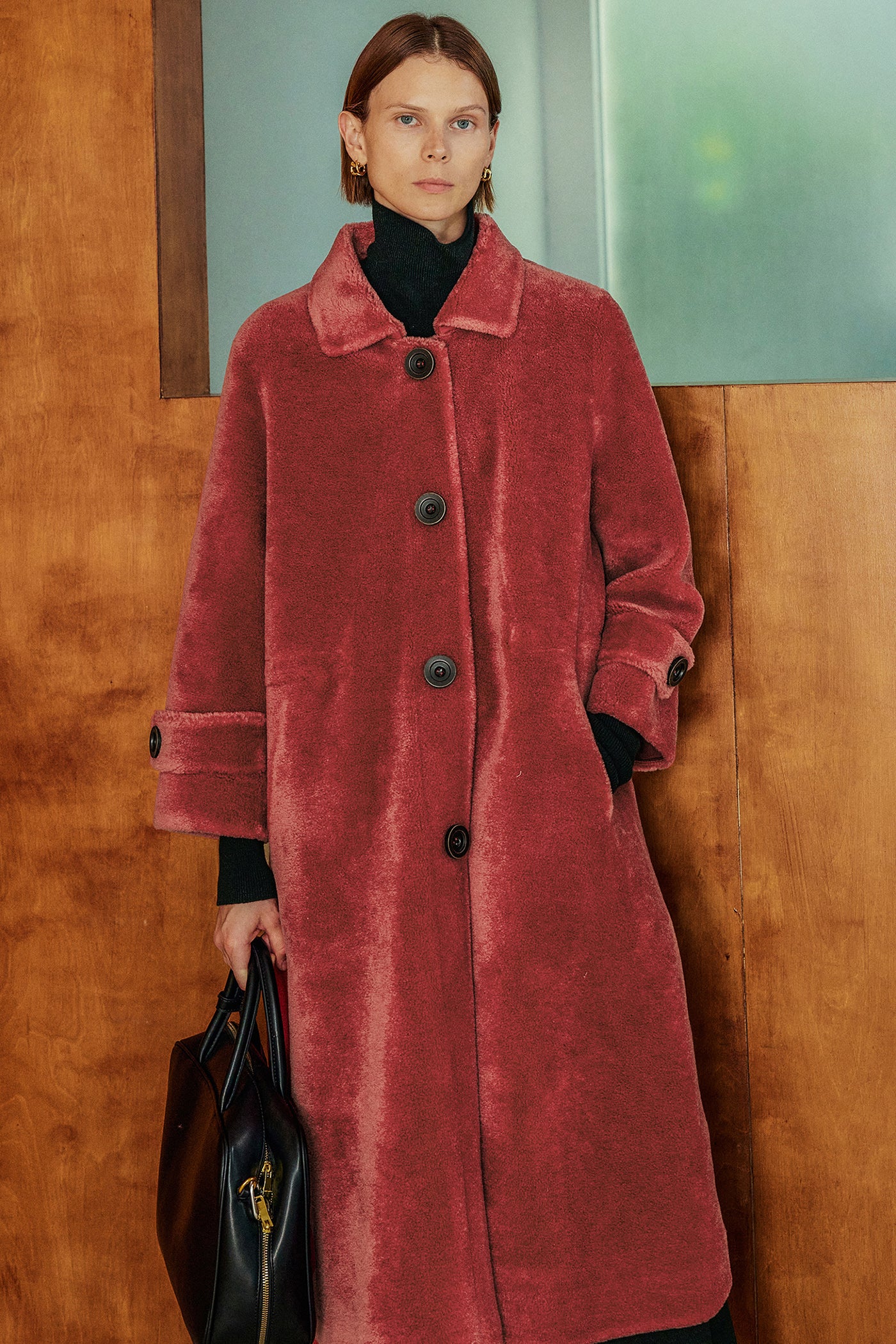 KAMILAN Wool-Blend Long Coat for Autumn/Winter in a Sculpted Silhouette
