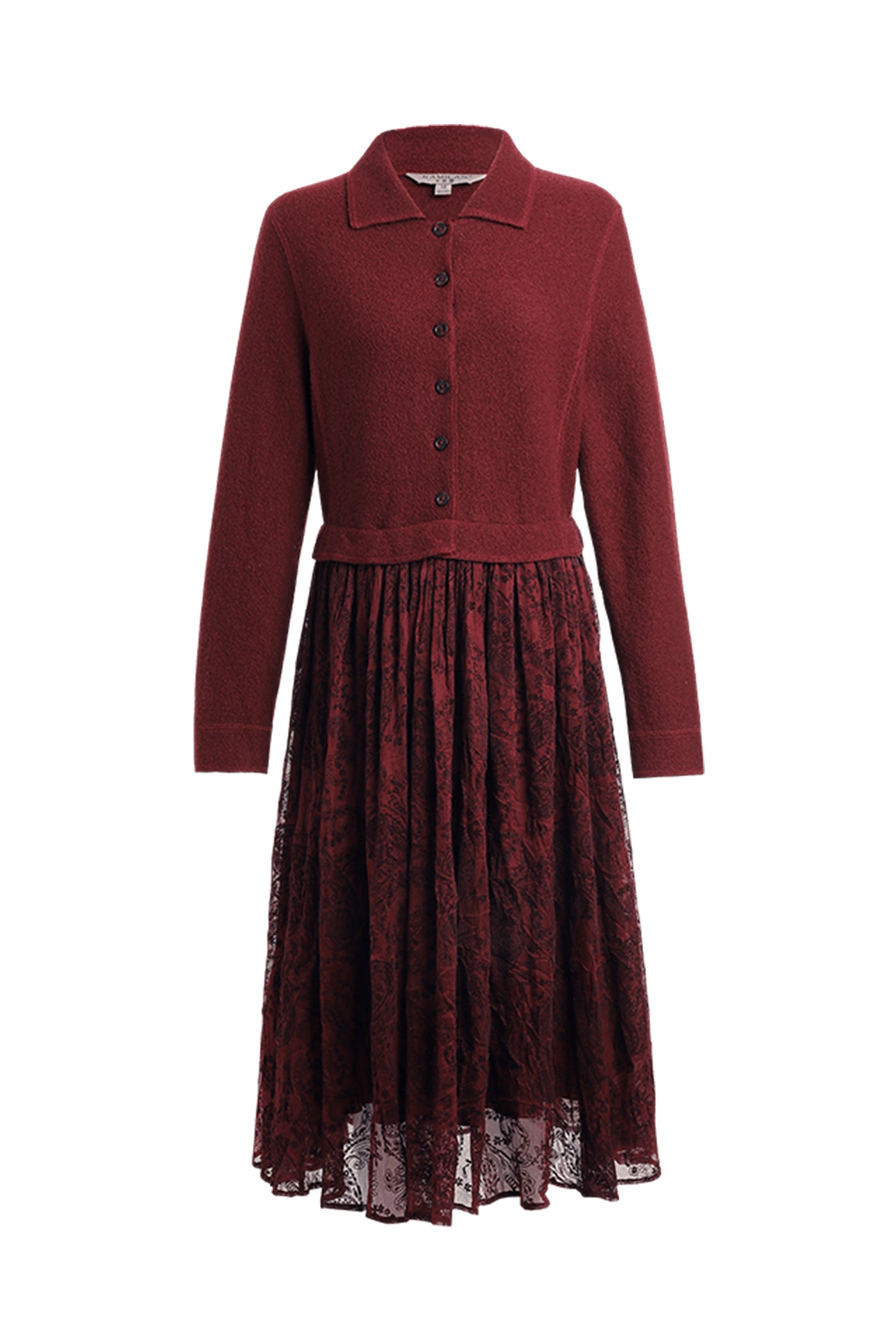 KAMILAN Wool & Jacquard Paneled Dress for Autumn–Winter